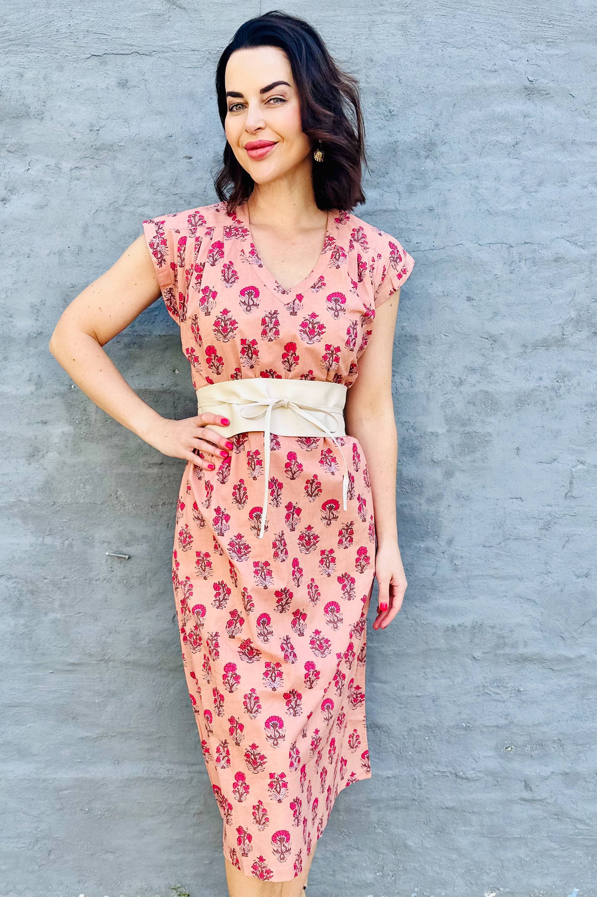 Savita Dress In Peach Posy