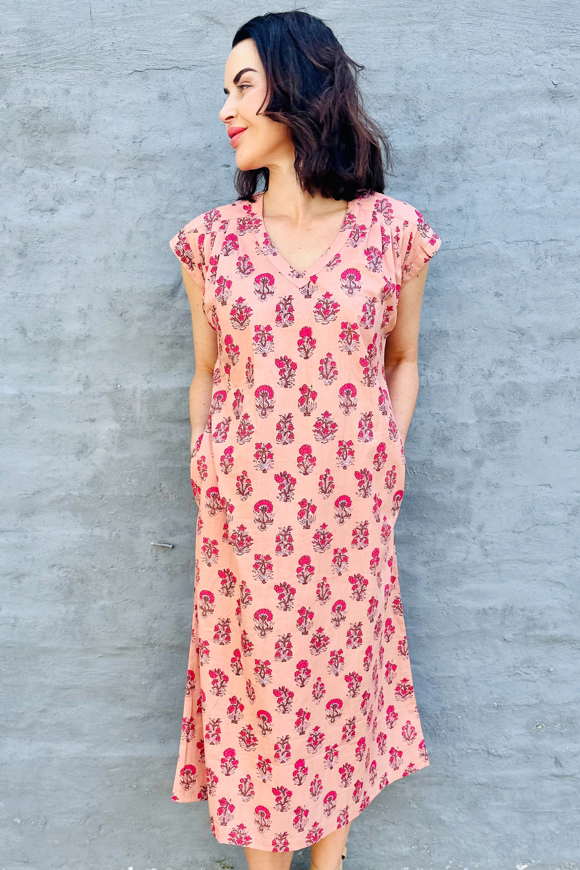 Savita Dress In Peach Posy