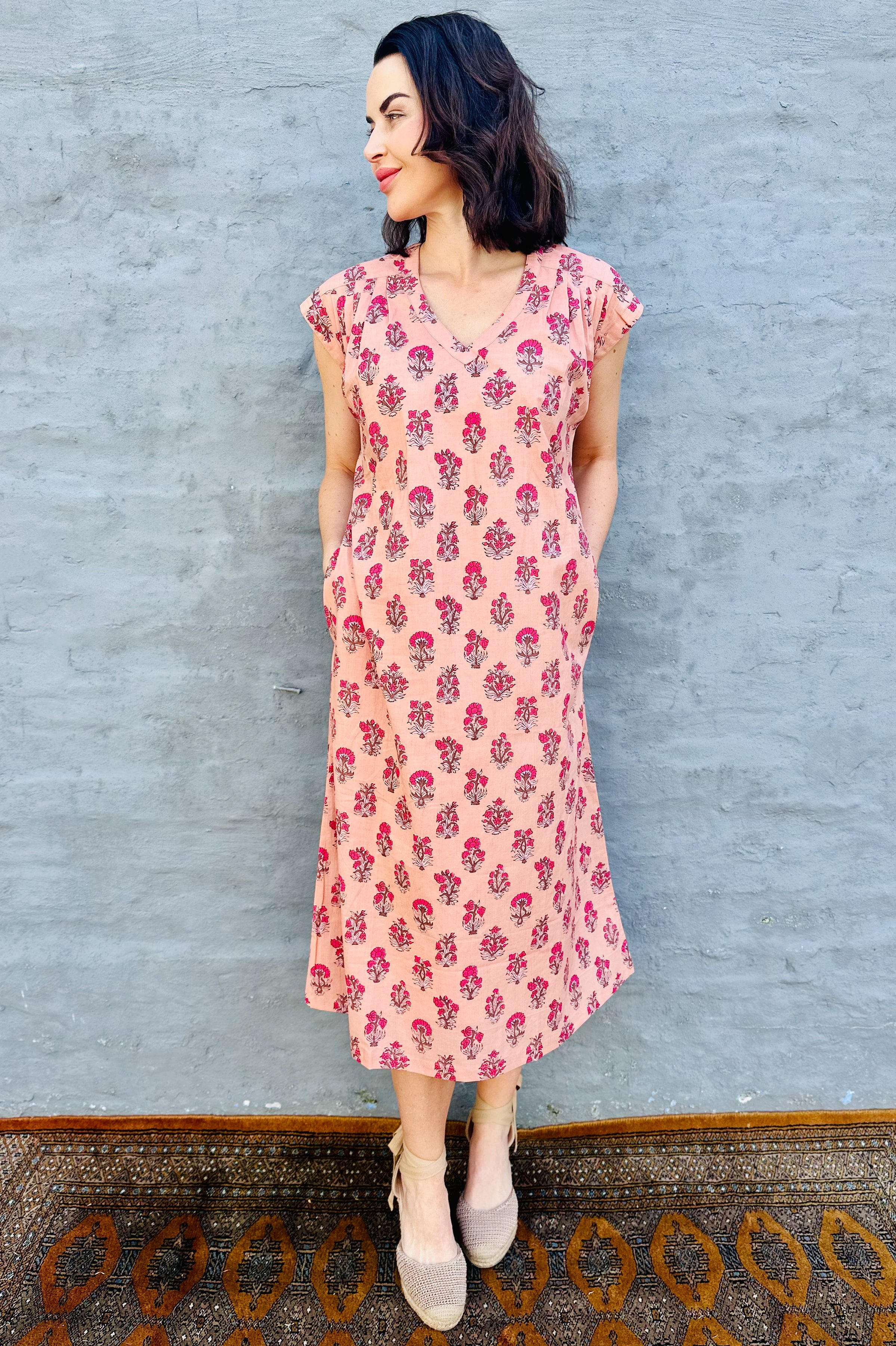 Savita Dress In Peach Posy