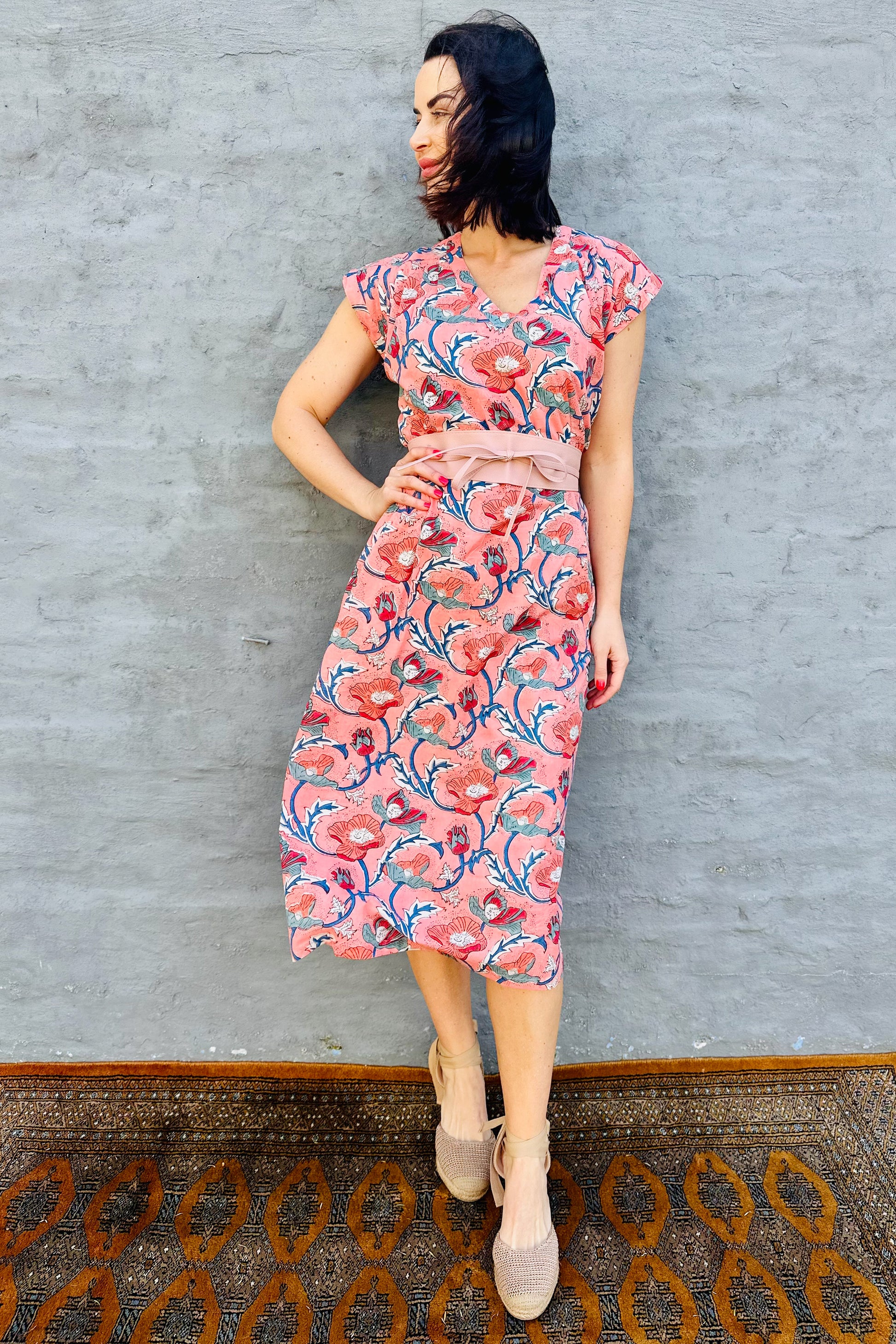 Savita Dress In Peach Poppy