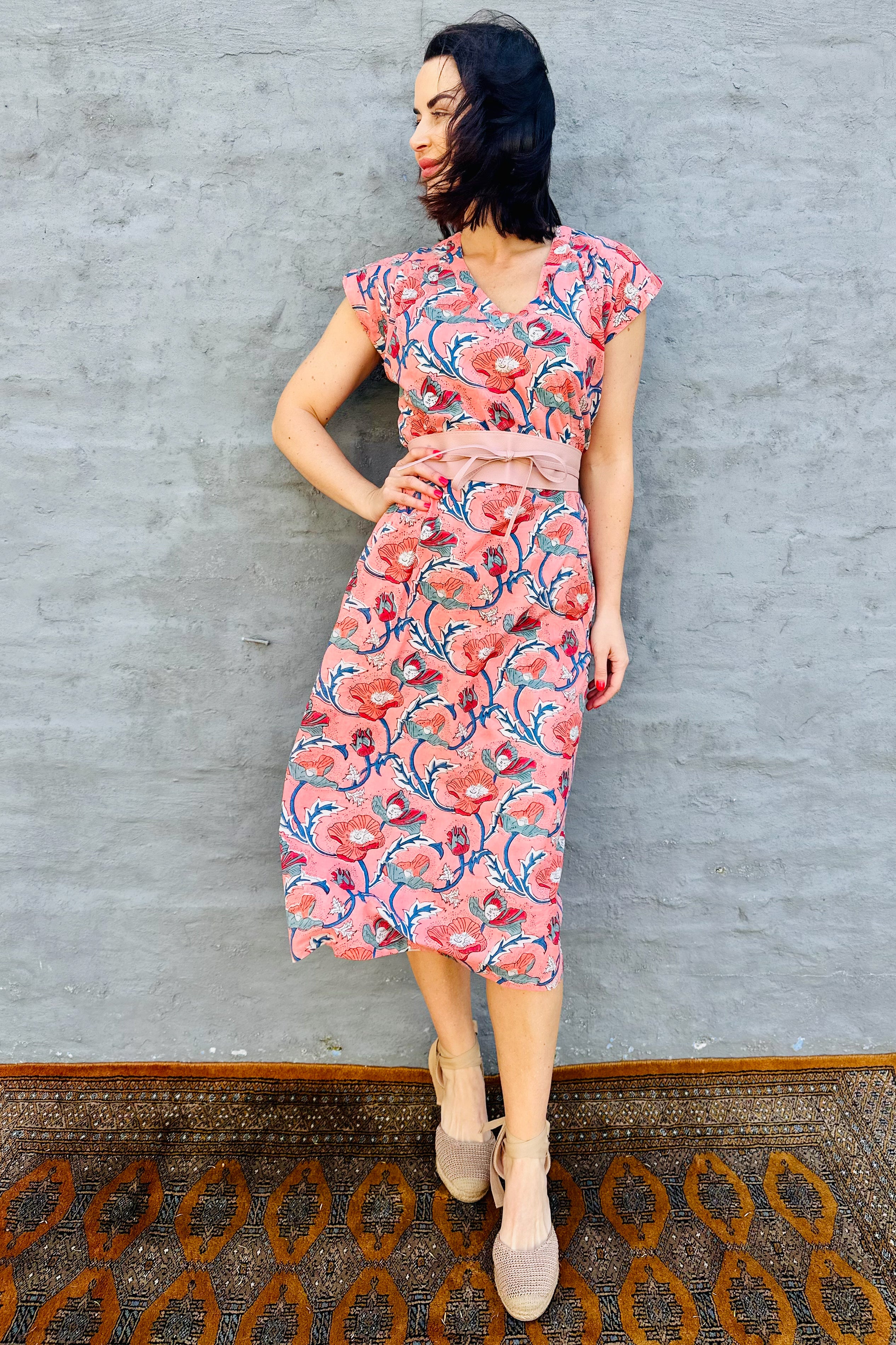 Savita Dress In Peach Poppy