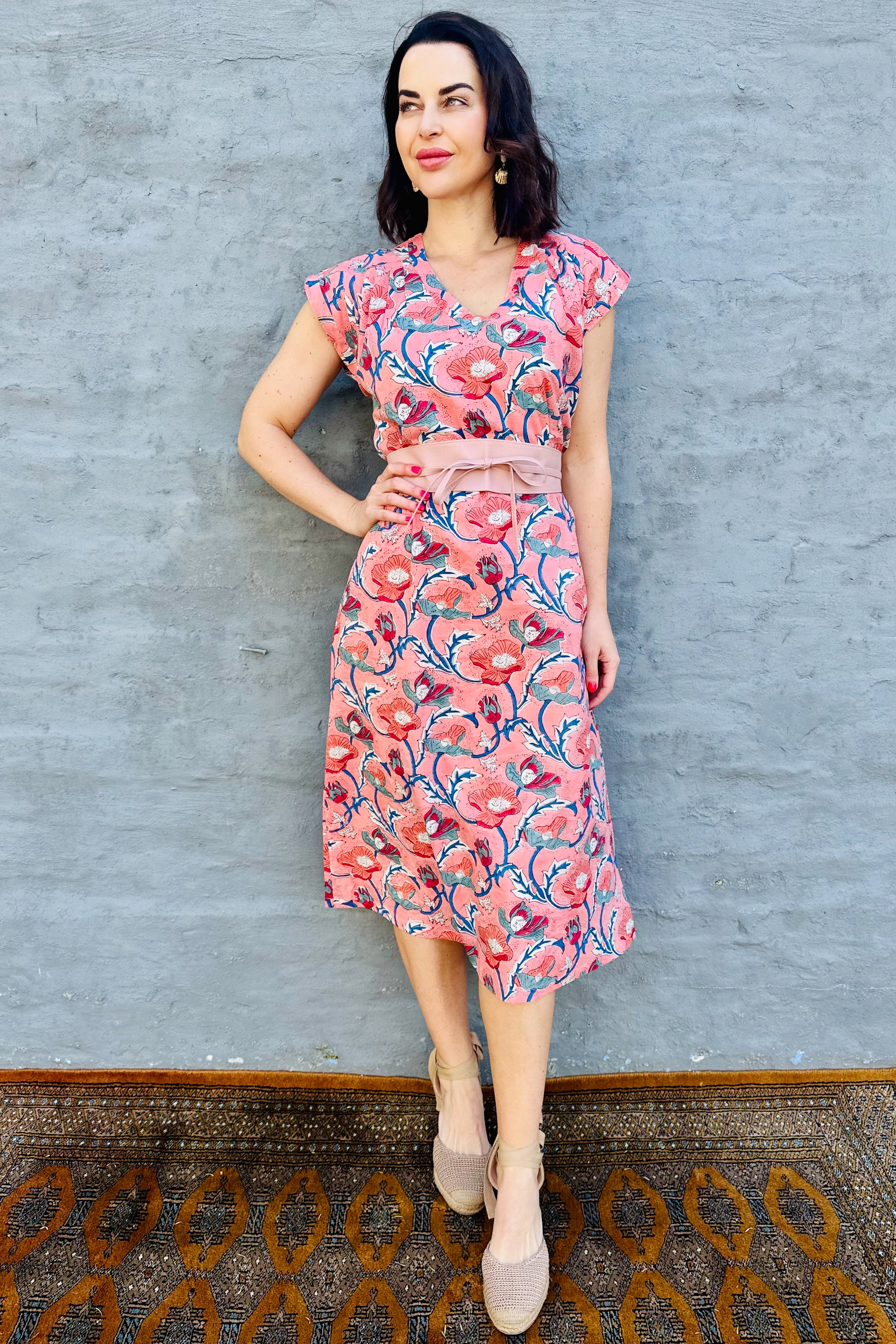 Savita Dress In Peach Poppy