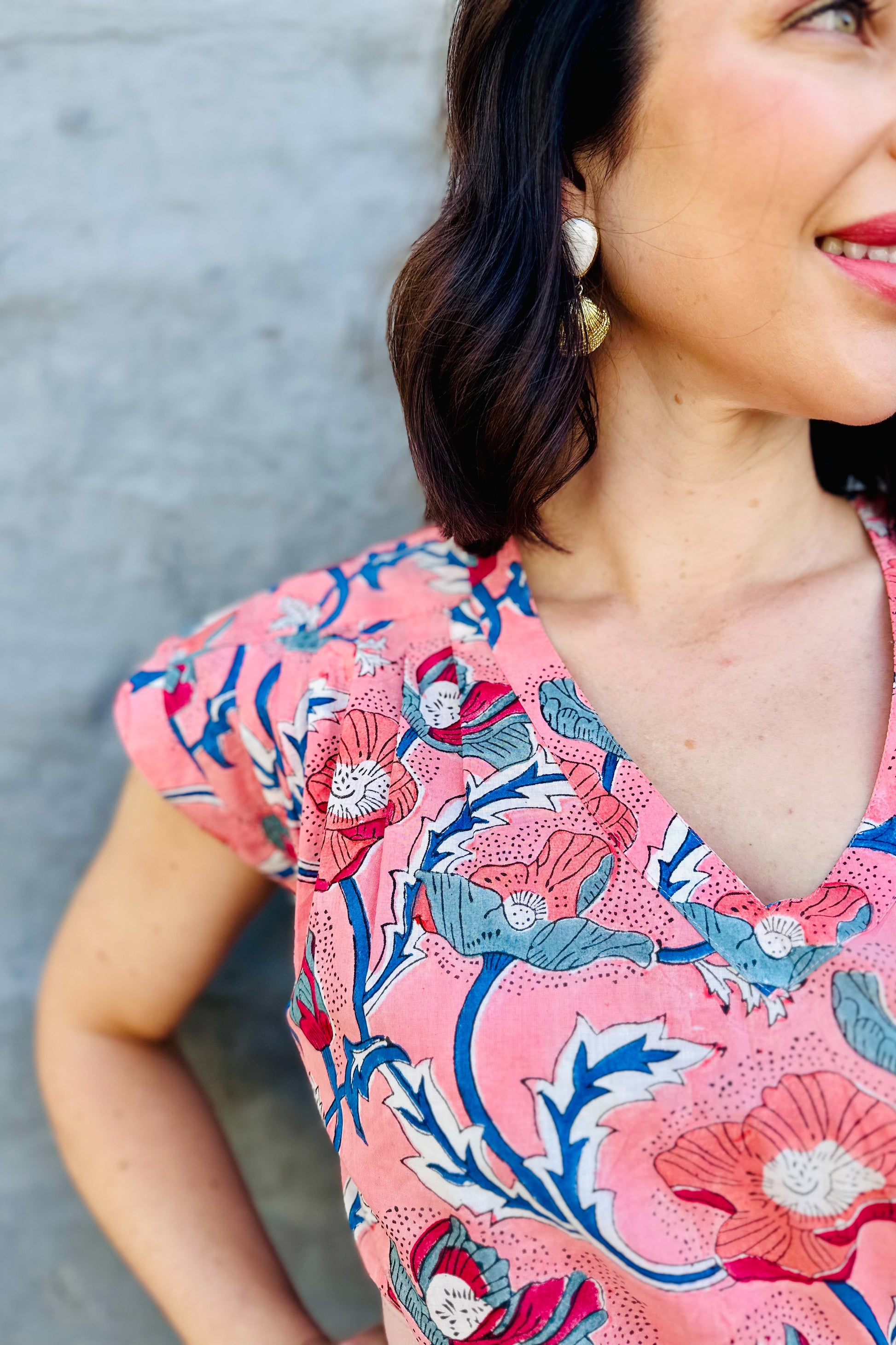 Savita Dress In Peach Poppy