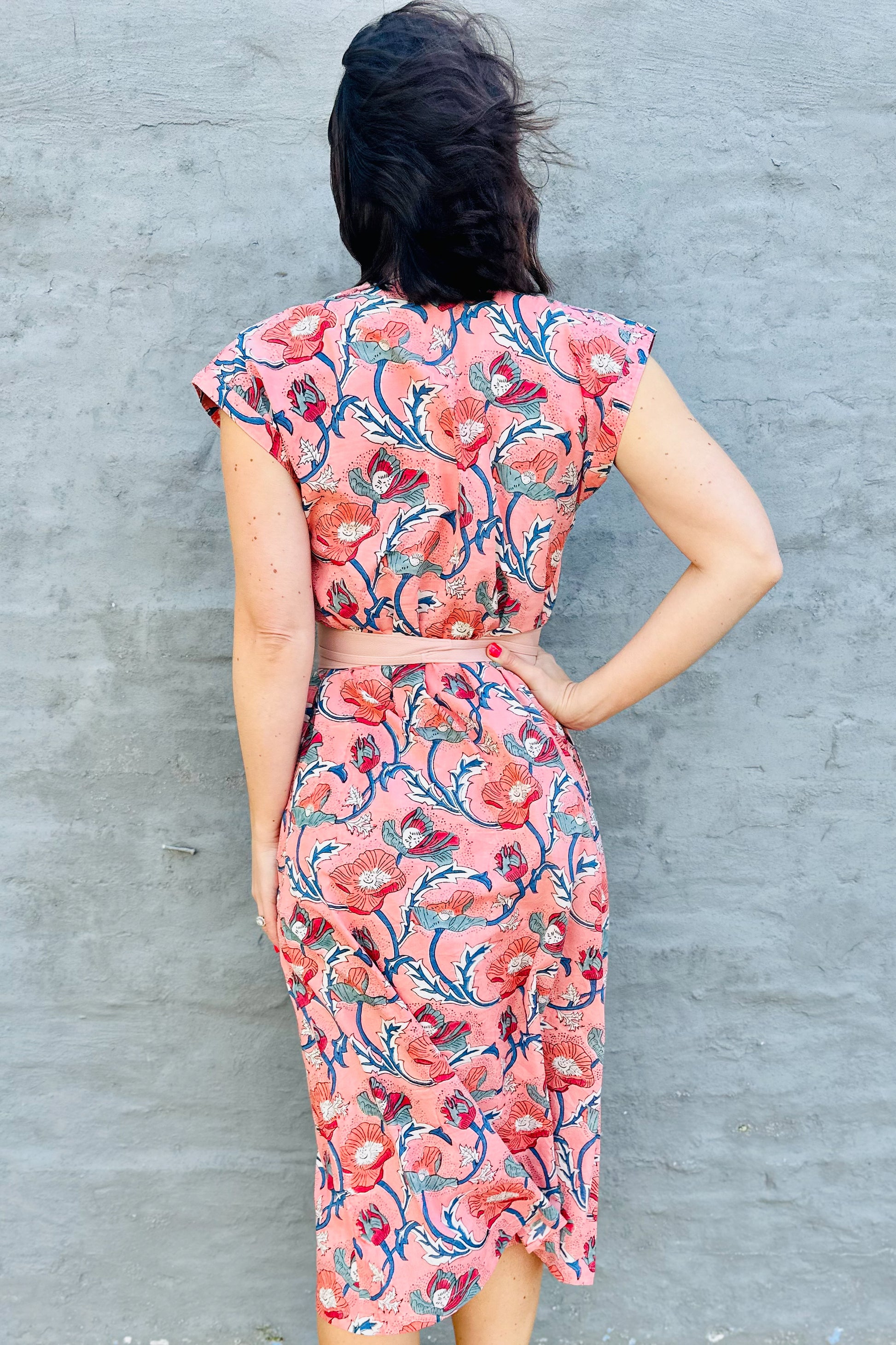 Savita Dress In Peach Poppy