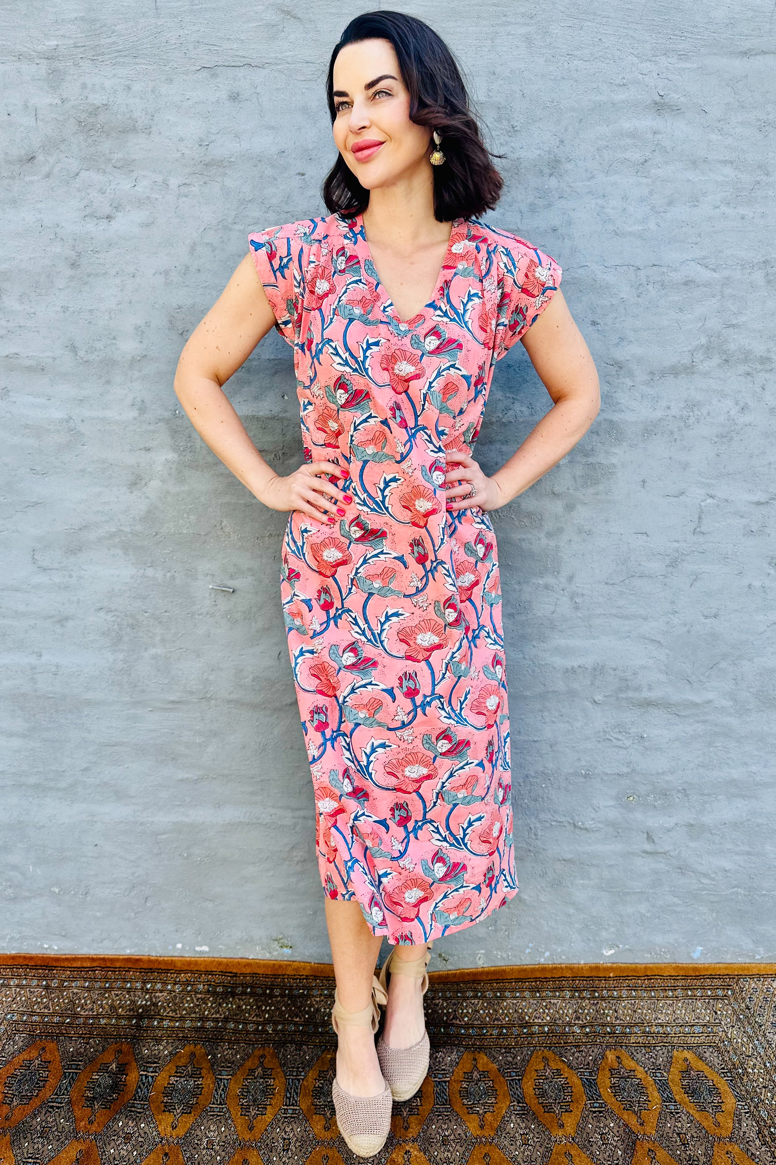 Savita Dress In Peach Poppy