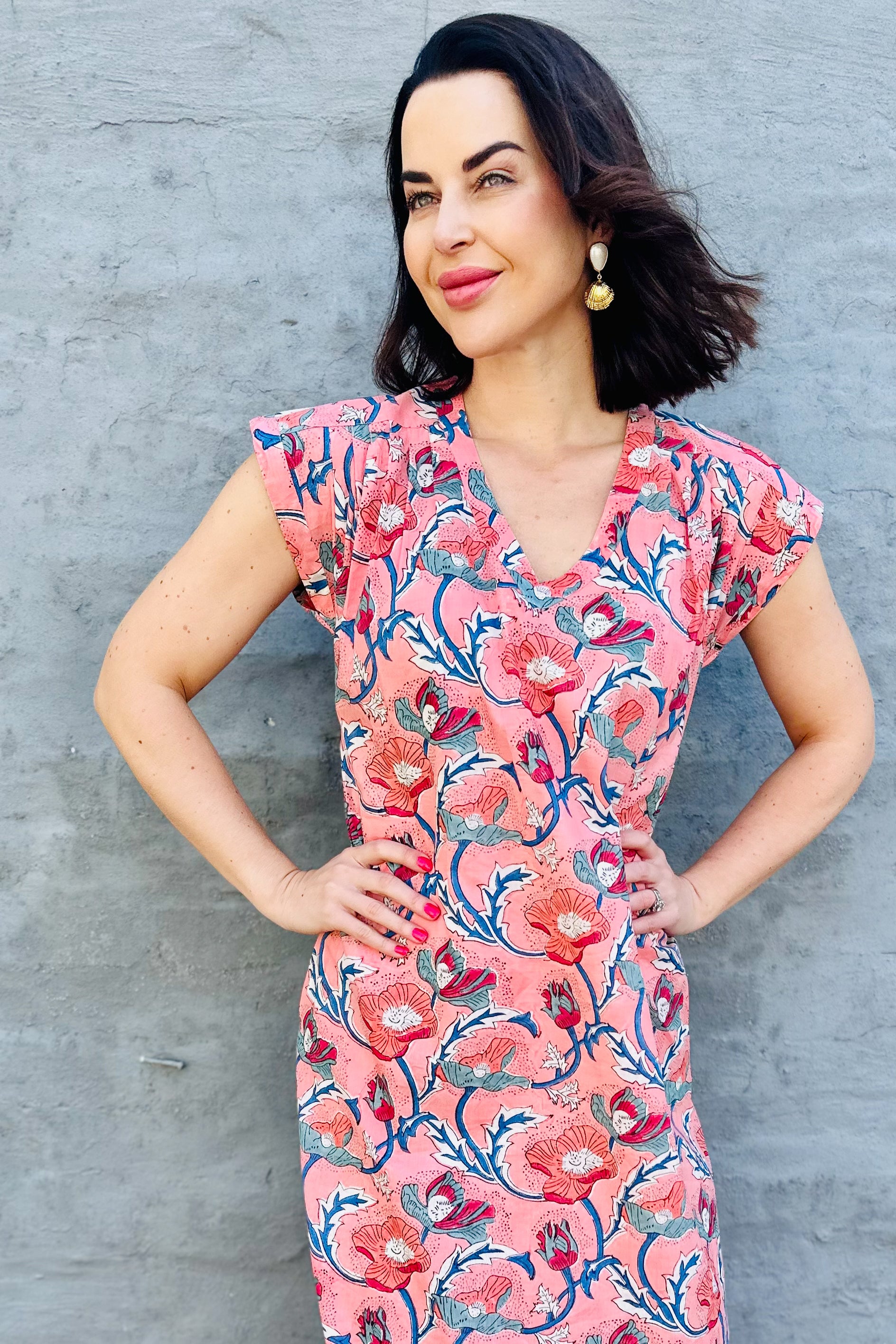 Savita Dress In Peach Poppy