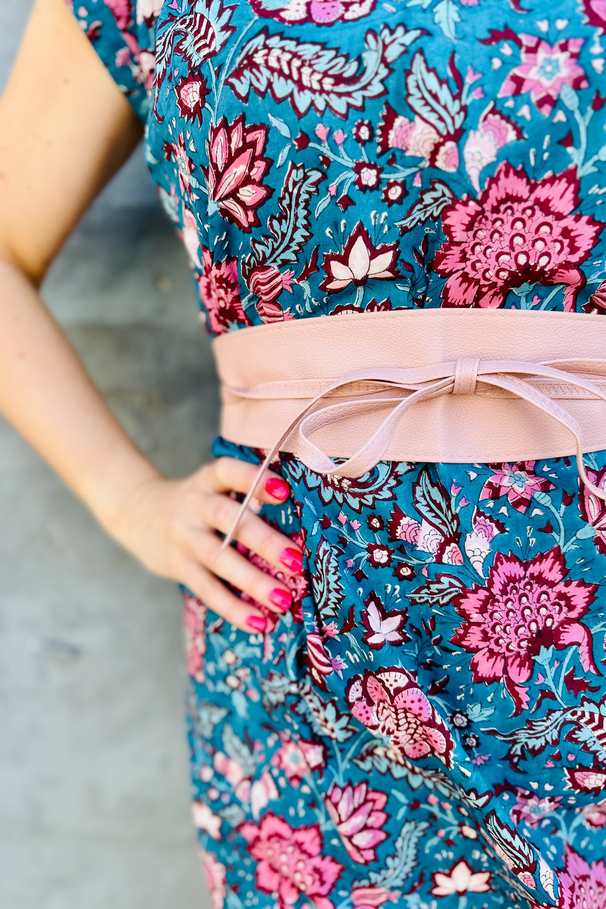 Savita Dress In Teal Botanical