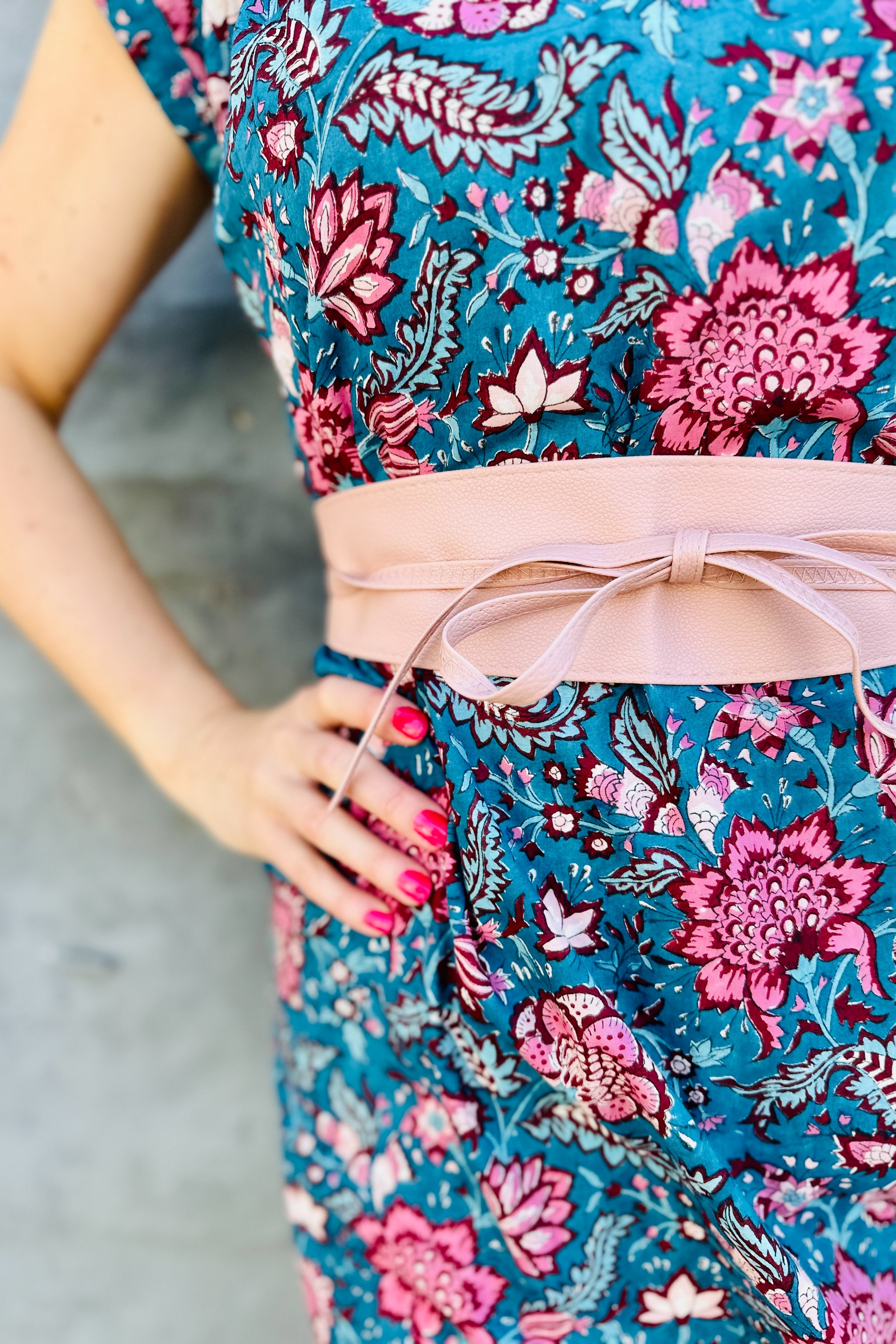 Savita Dress In Teal Botanical