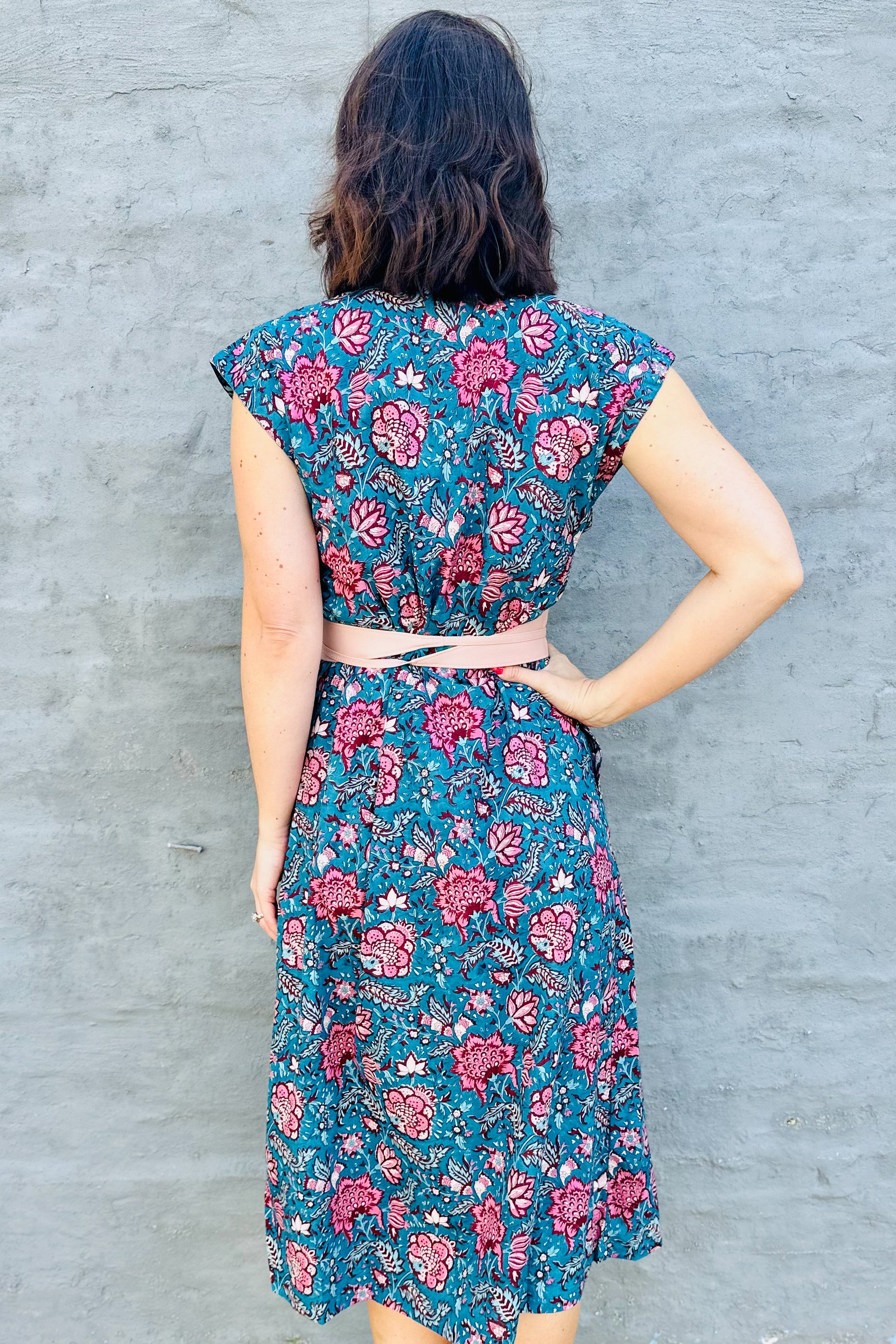 Savita Dress In Teal Botanical