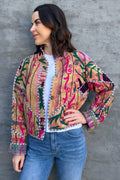 Vintage Kantha Jacket In Fuchsia & Lilac