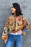 Vintage Kantha Jacket In Royal & Chocolate