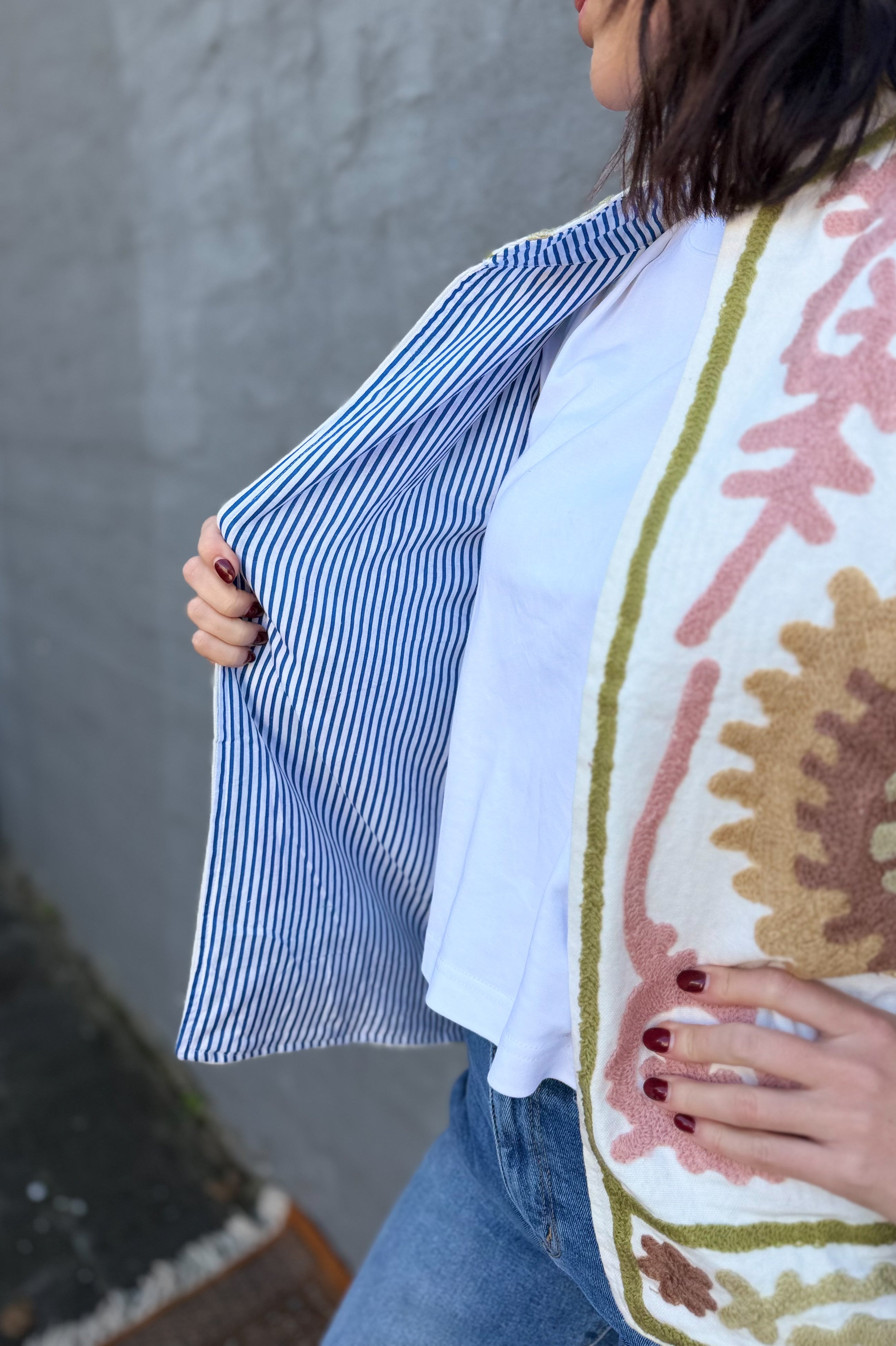 Cotton Suzani Jacket In Dusty Neutrals