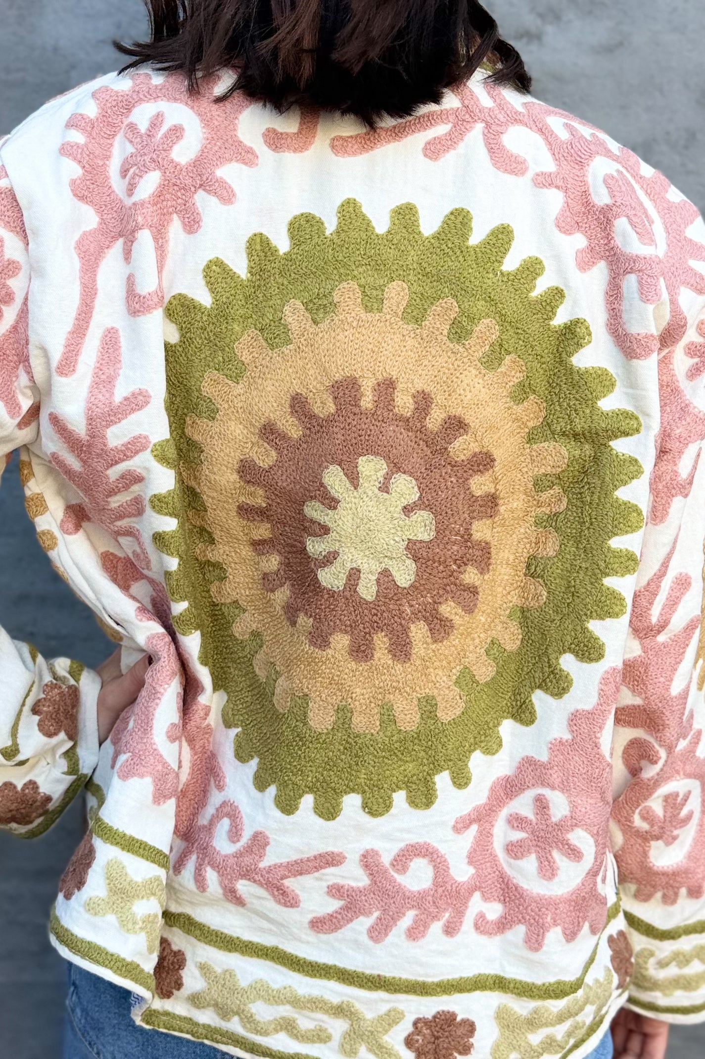 Cotton Suzani Jacket In Dusty Neutrals