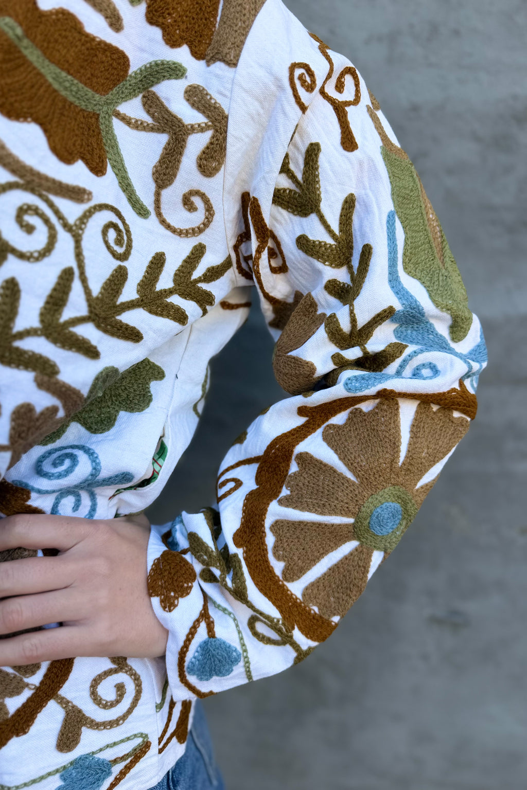 Cotton Suzani Jacket In Caramel Sand