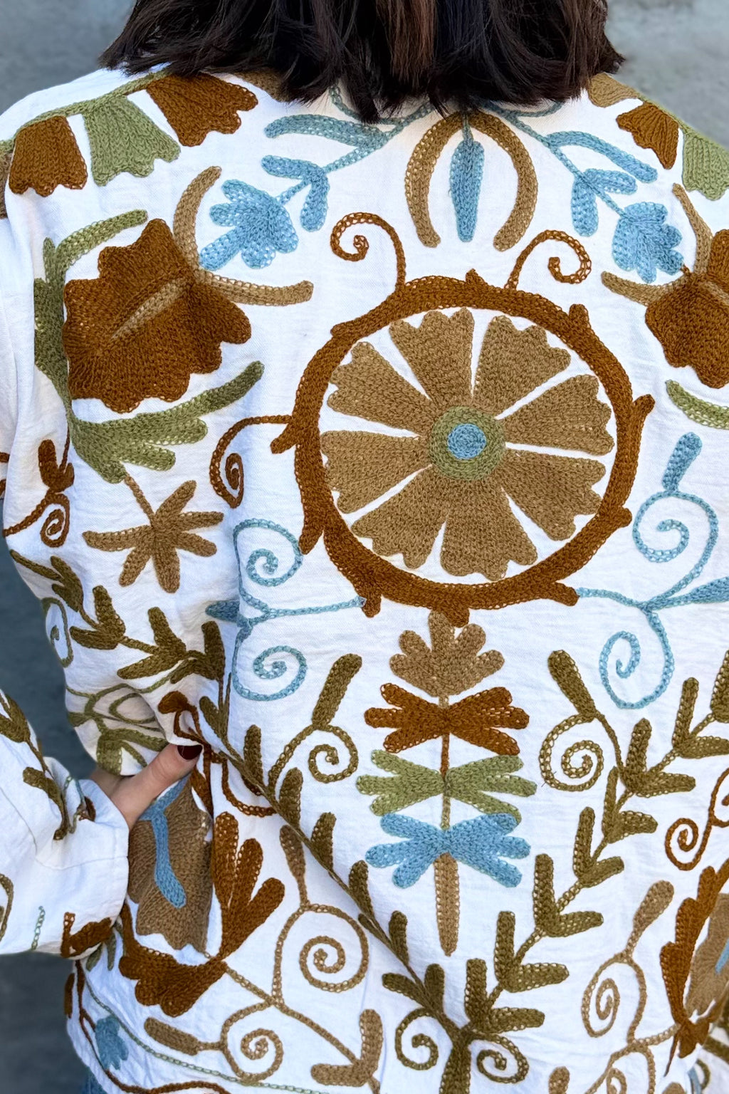 Cotton Suzani Jacket In Caramel Sand