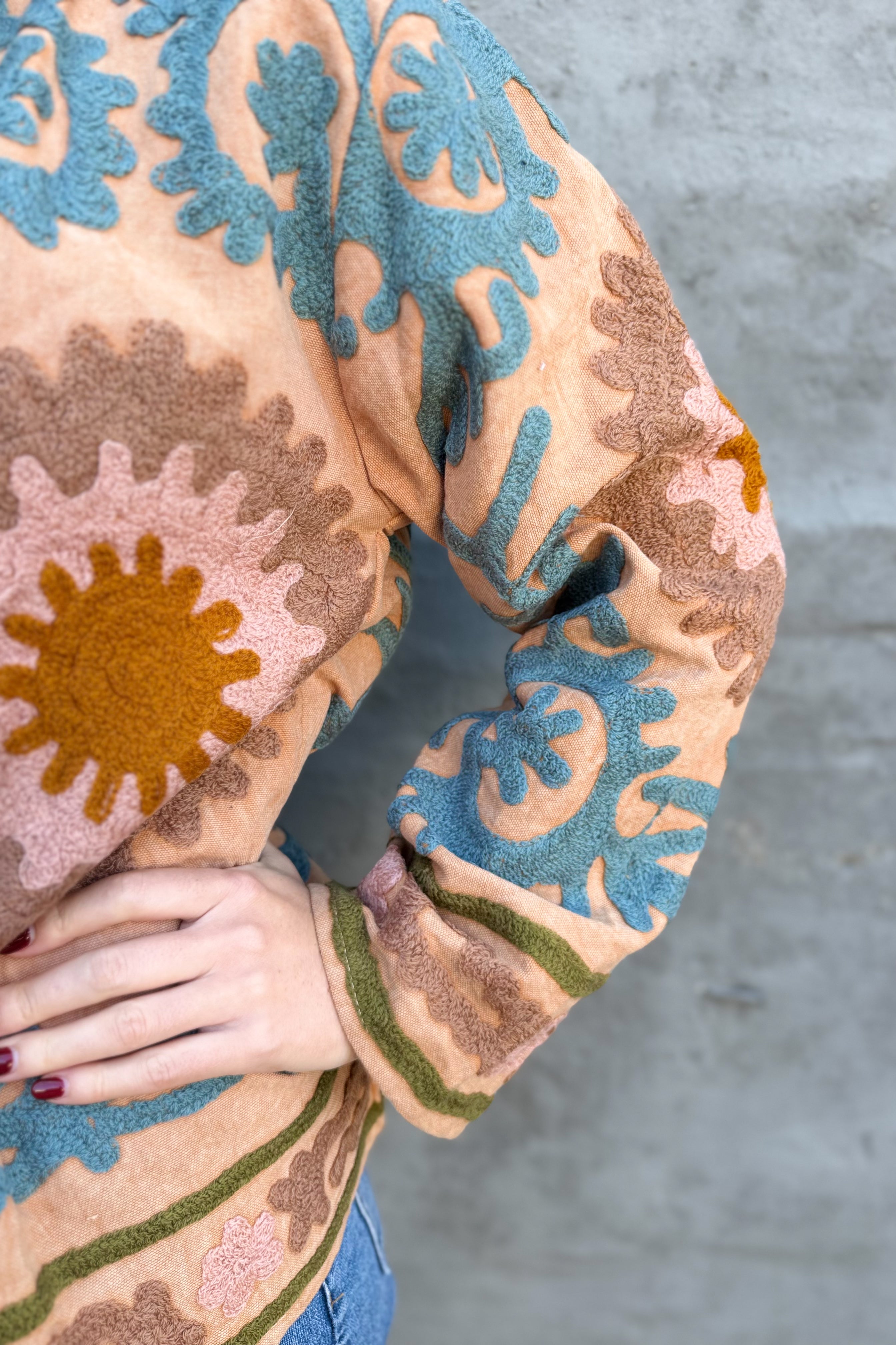 Cotton Suzani Jacket In Tuscan Clay