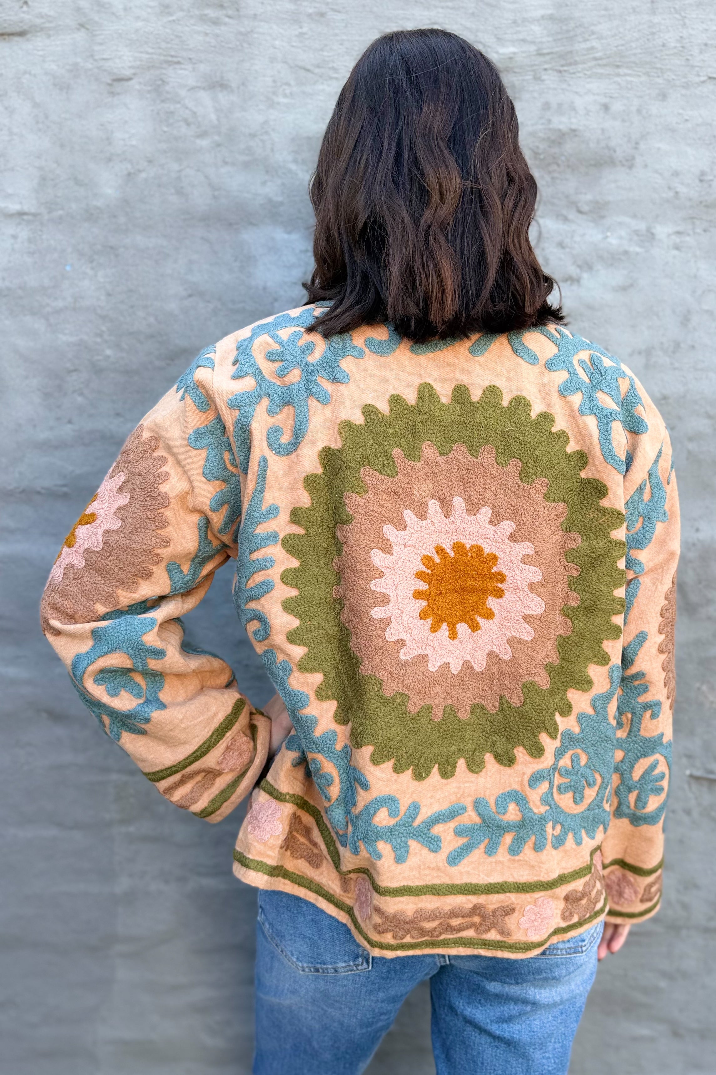Cotton Suzani Jacket In Tuscan Clay