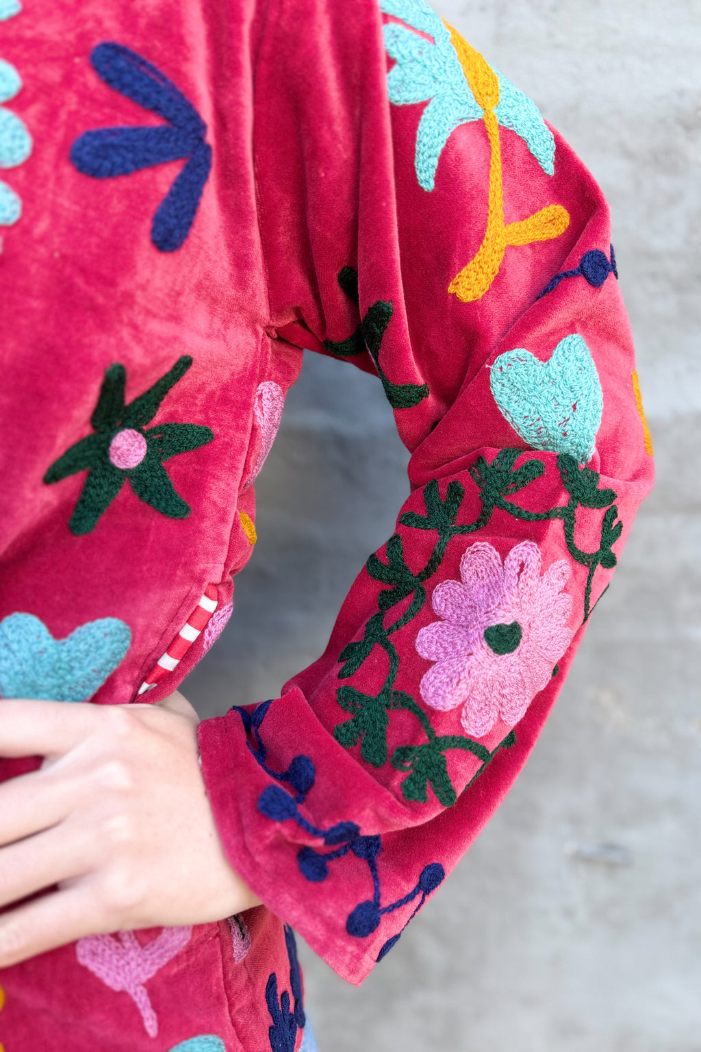 Velvet Suzani Jacket In Love Potion