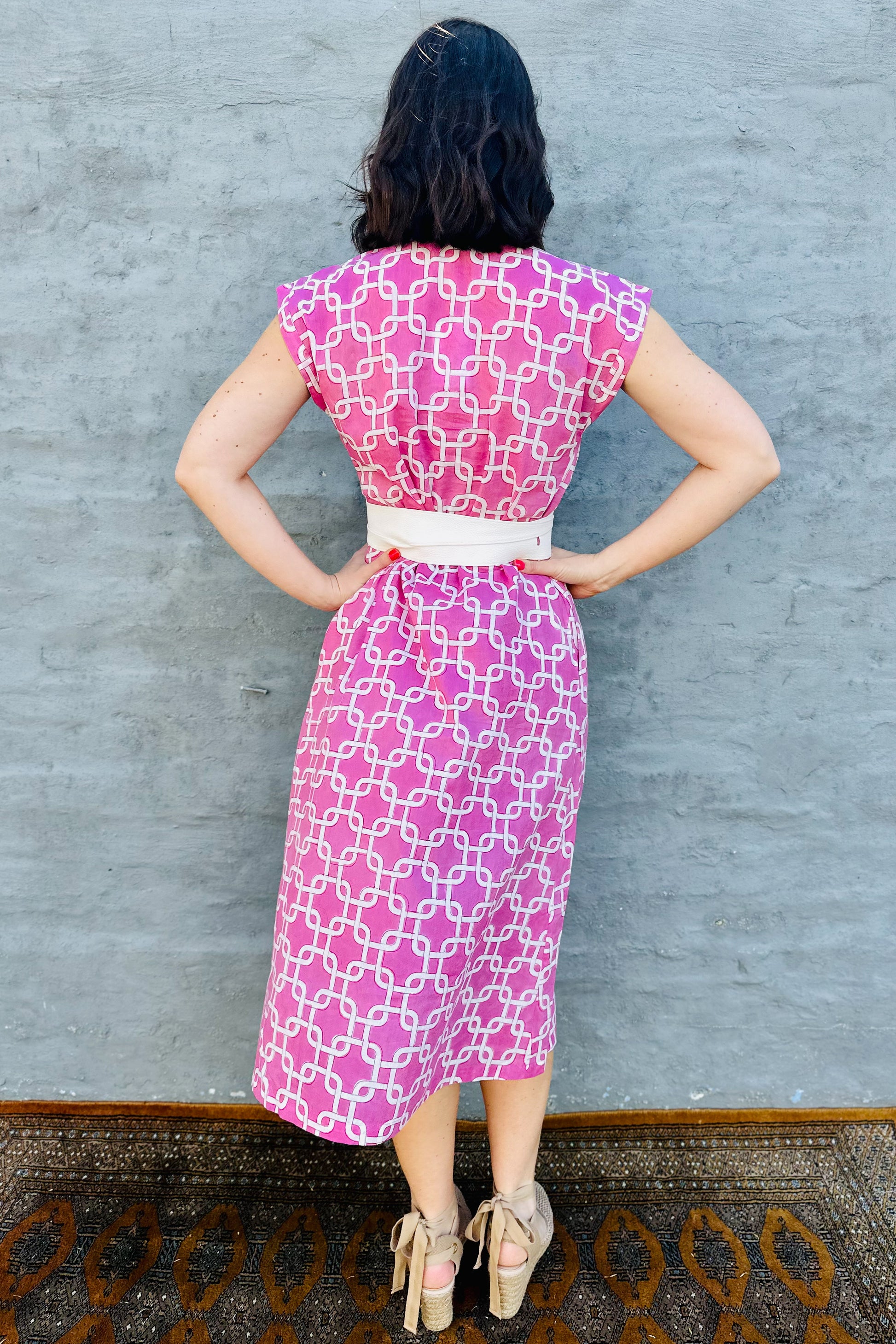 Savita Dress In Pink Geometric