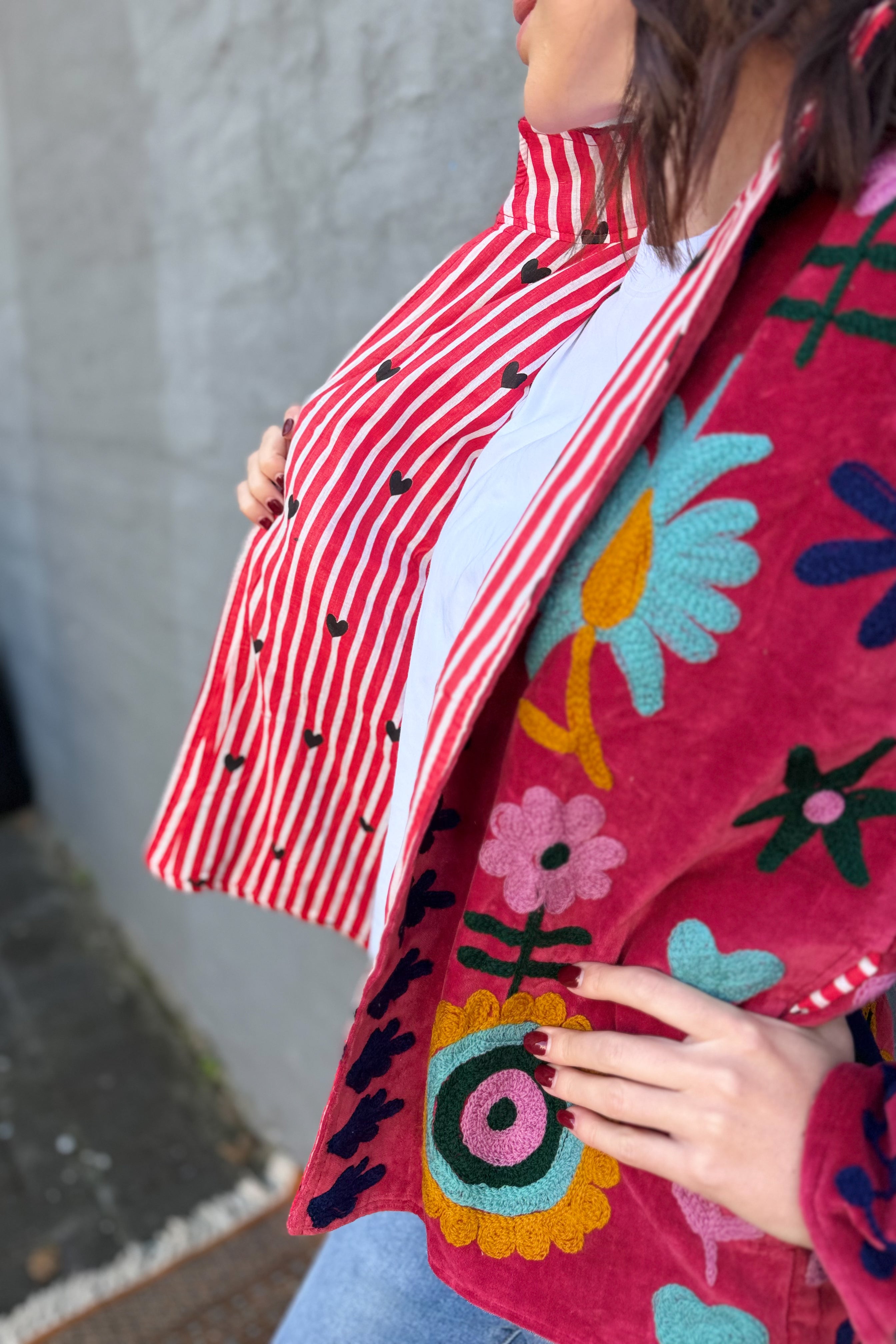 Velvet Suzani Jacket In Love Potion