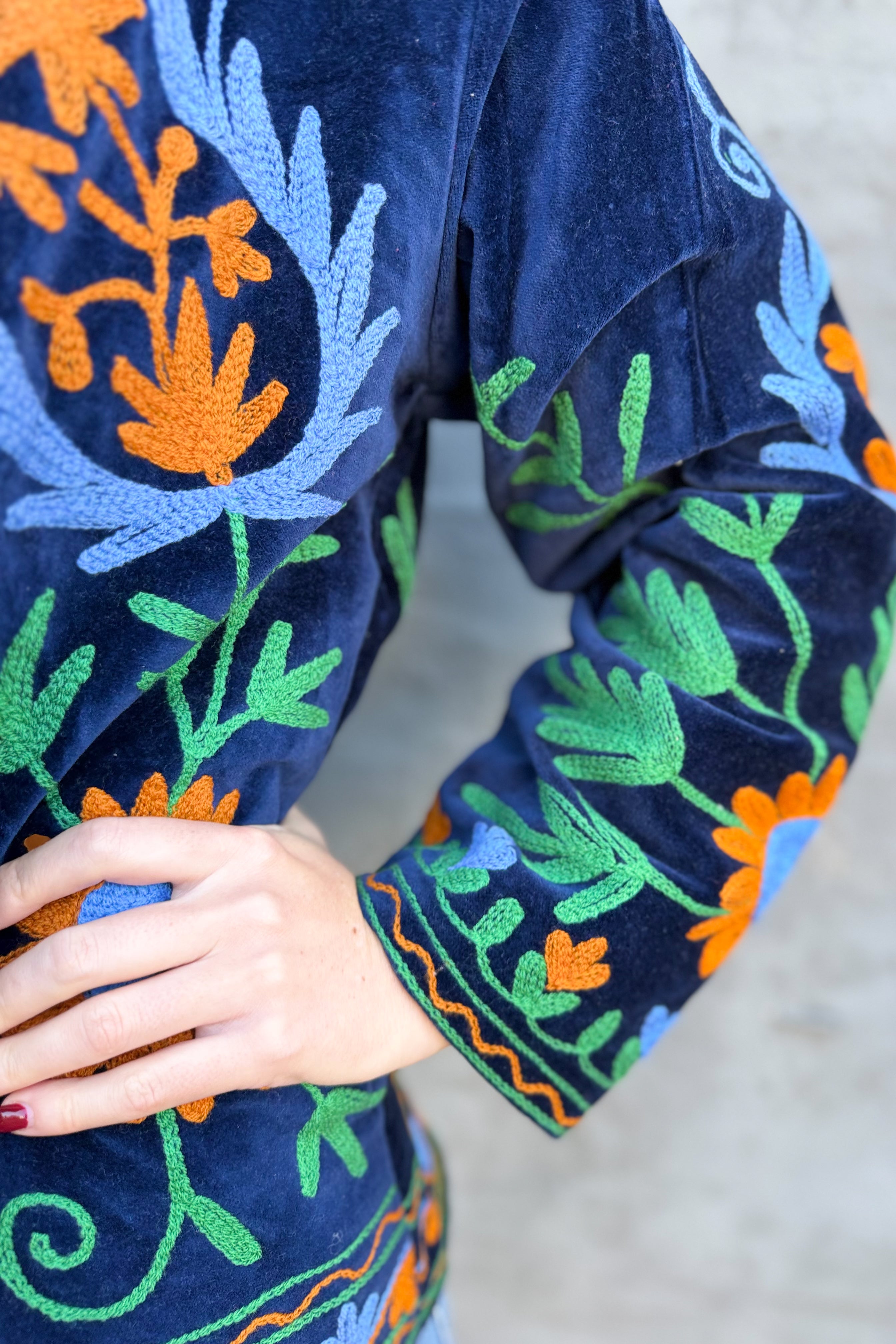 Velvet Suzani Jacket In Twilight Blue