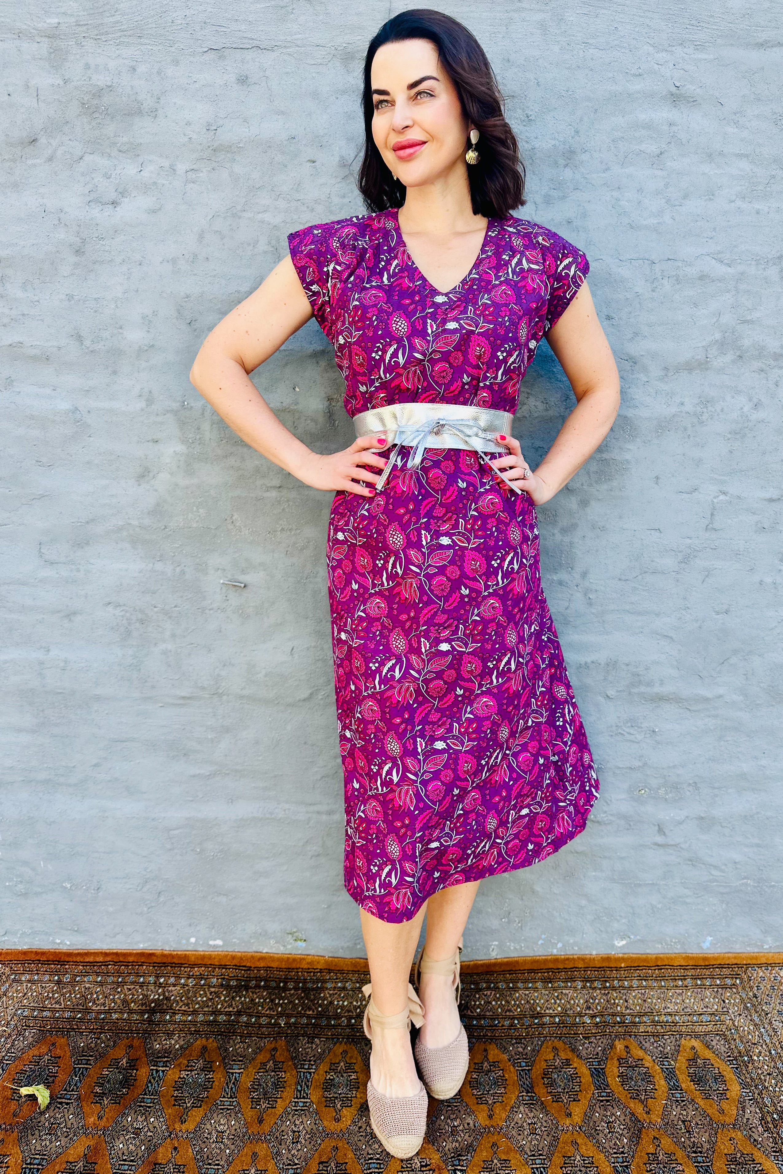 Savita Dress In Plum Botanical