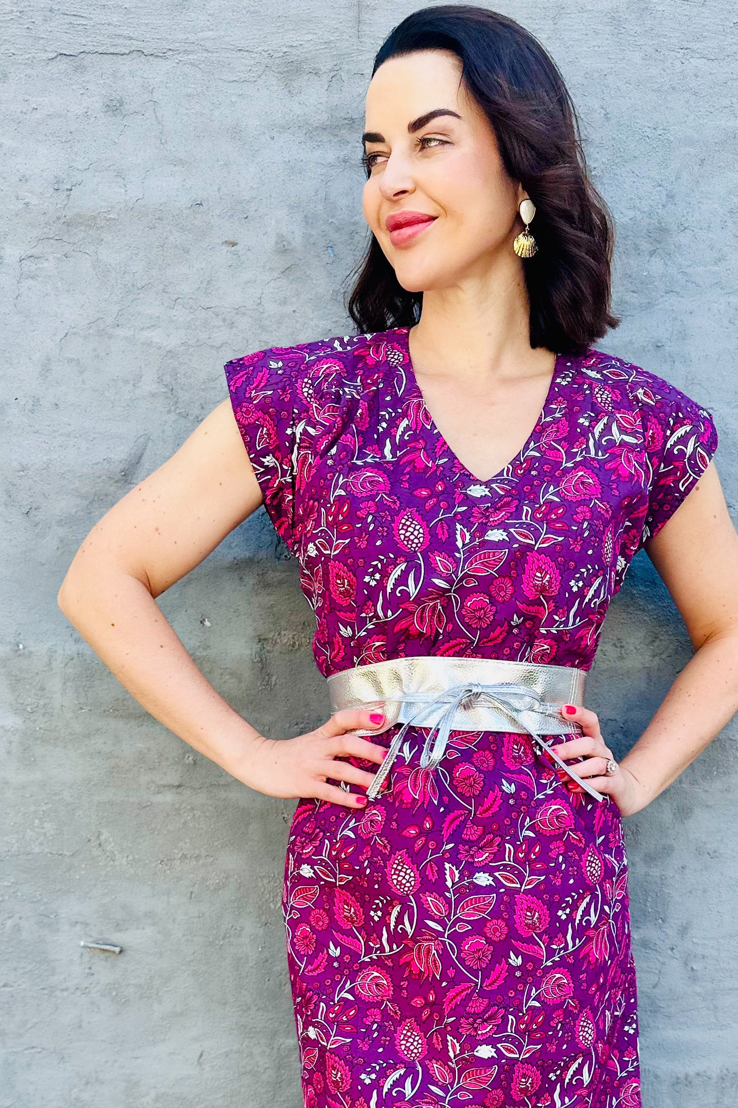 Savita Dress In Plum Botanical