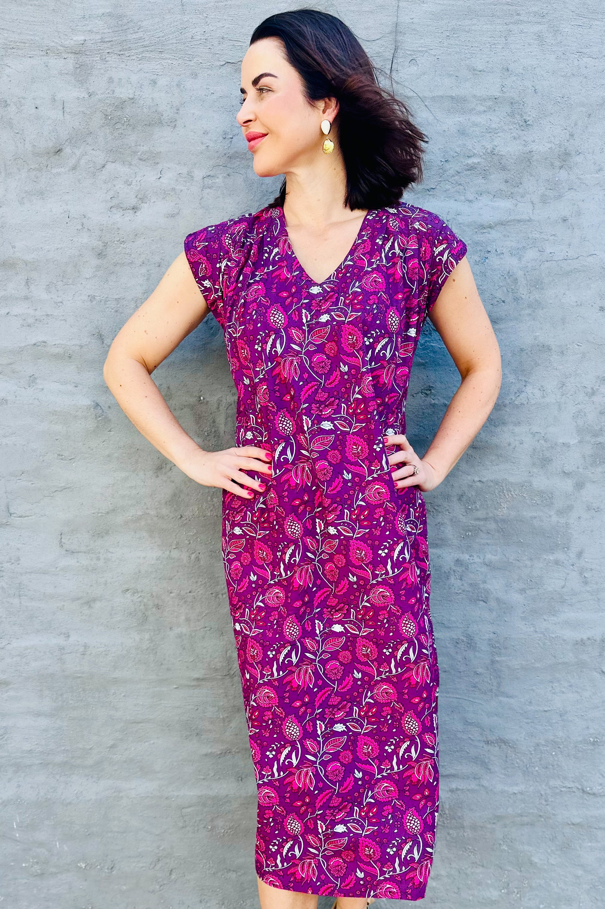 Savita Dress In Plum Botanical