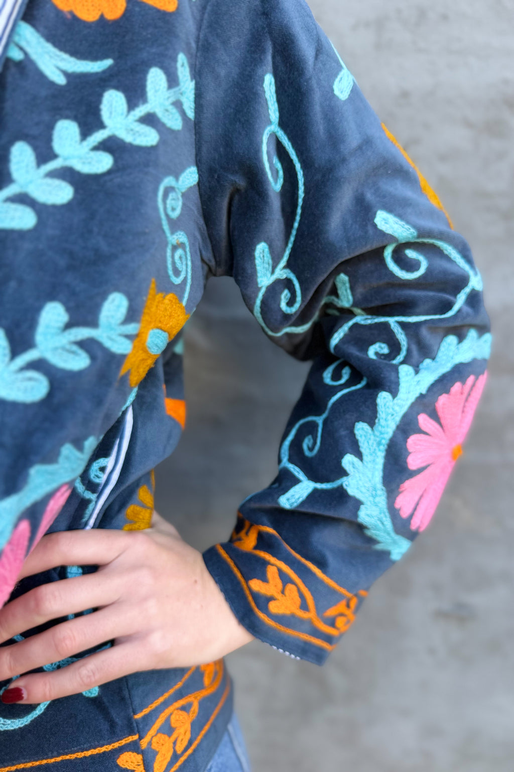 Velvet Suzani Jacket In Dark Denim