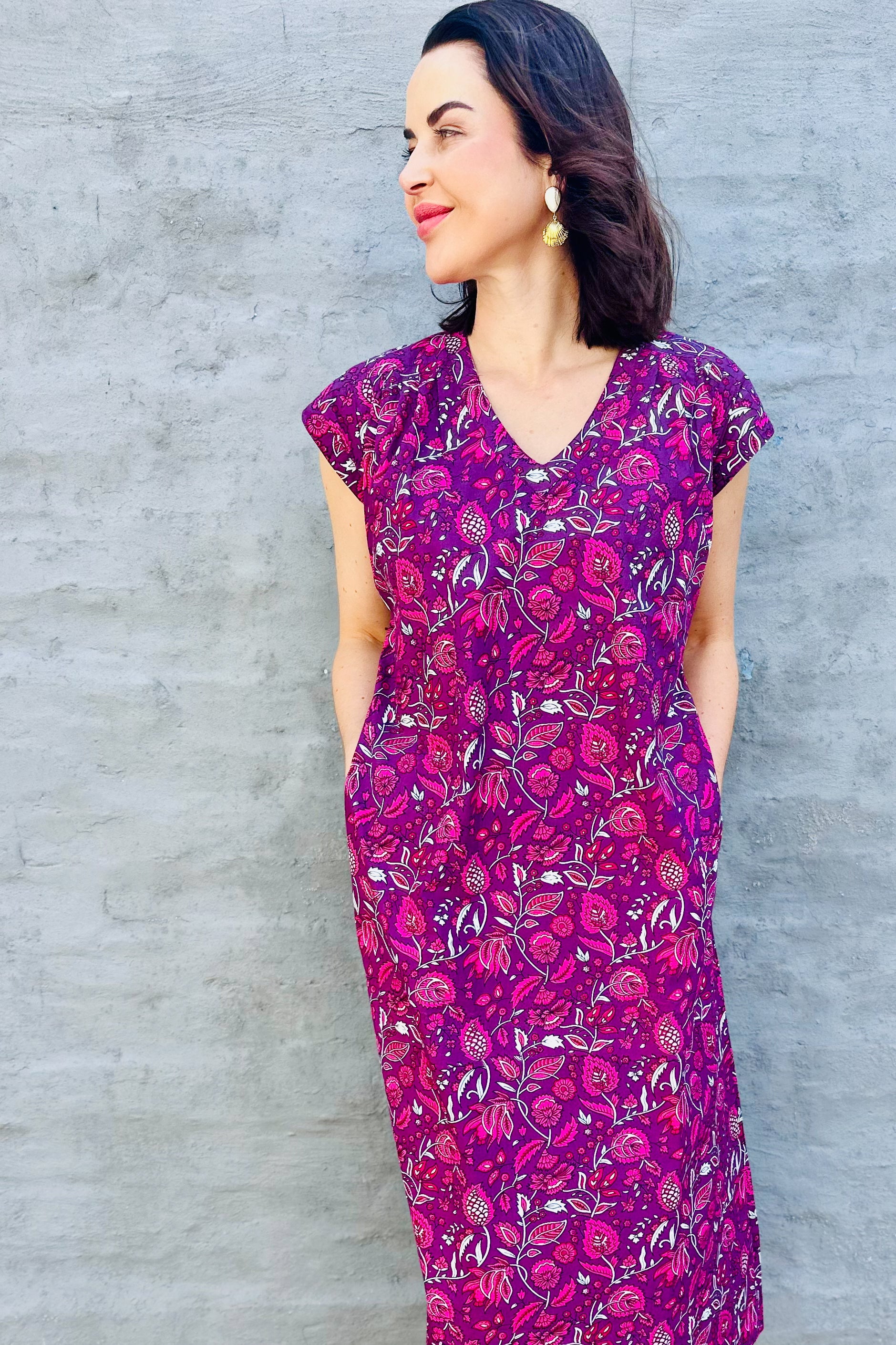 Savita Dress In Plum Botanical