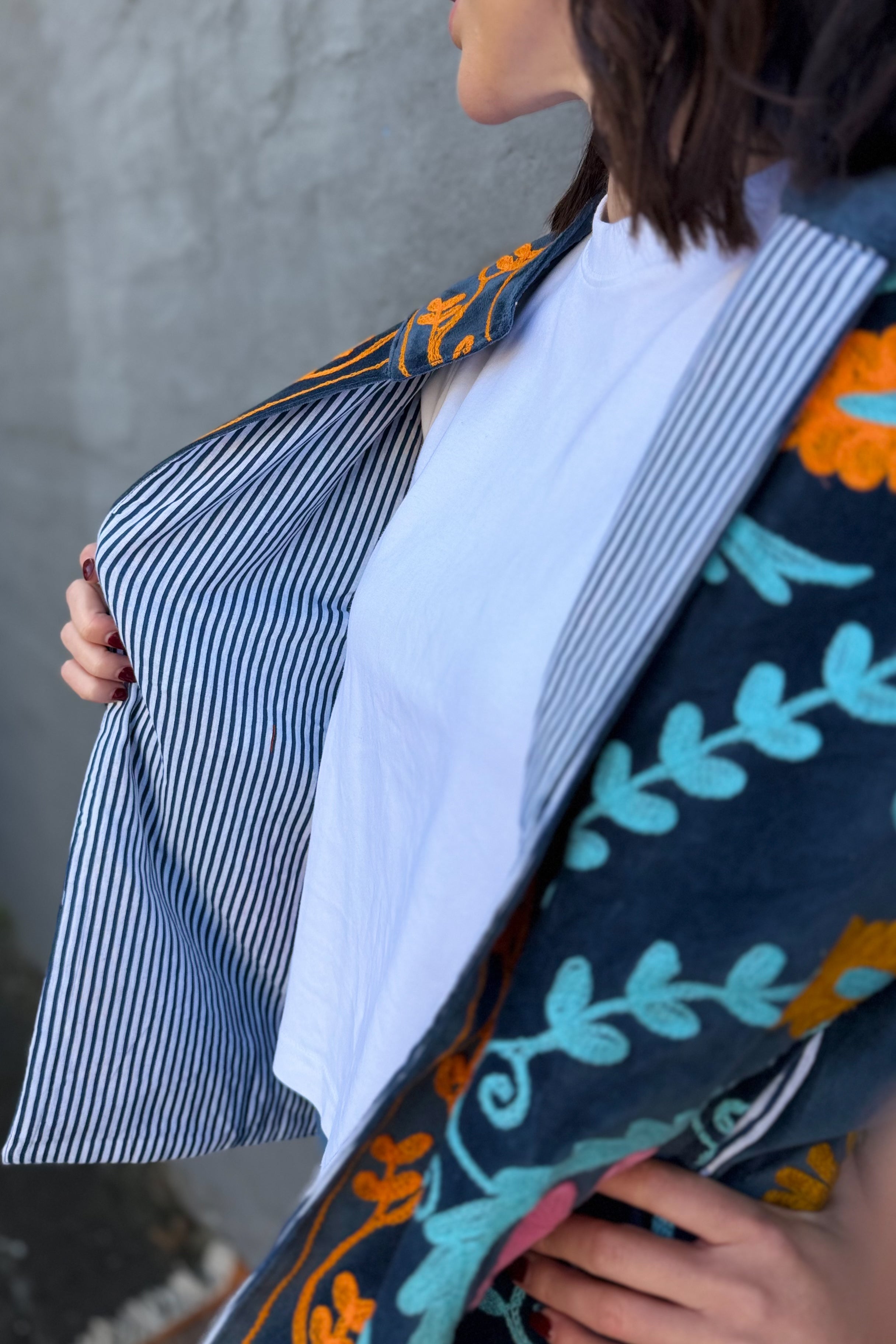 Velvet Suzani Jacket In Dark Denim