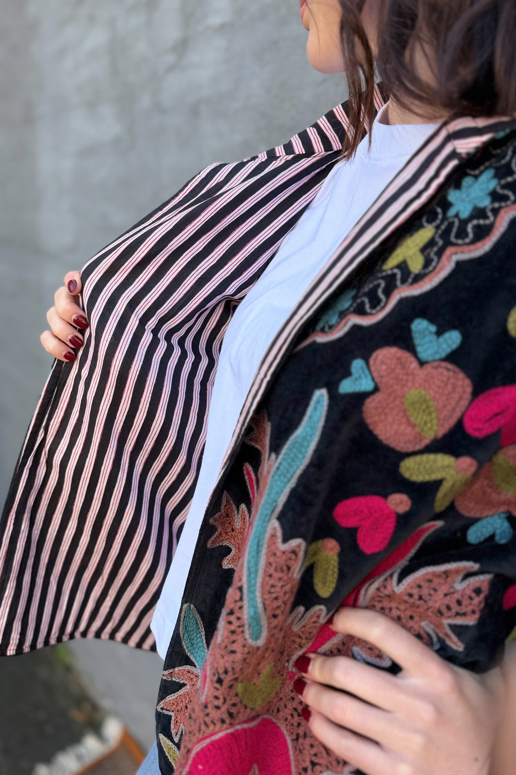 Velvet Suzani Jacket In Black Beauty