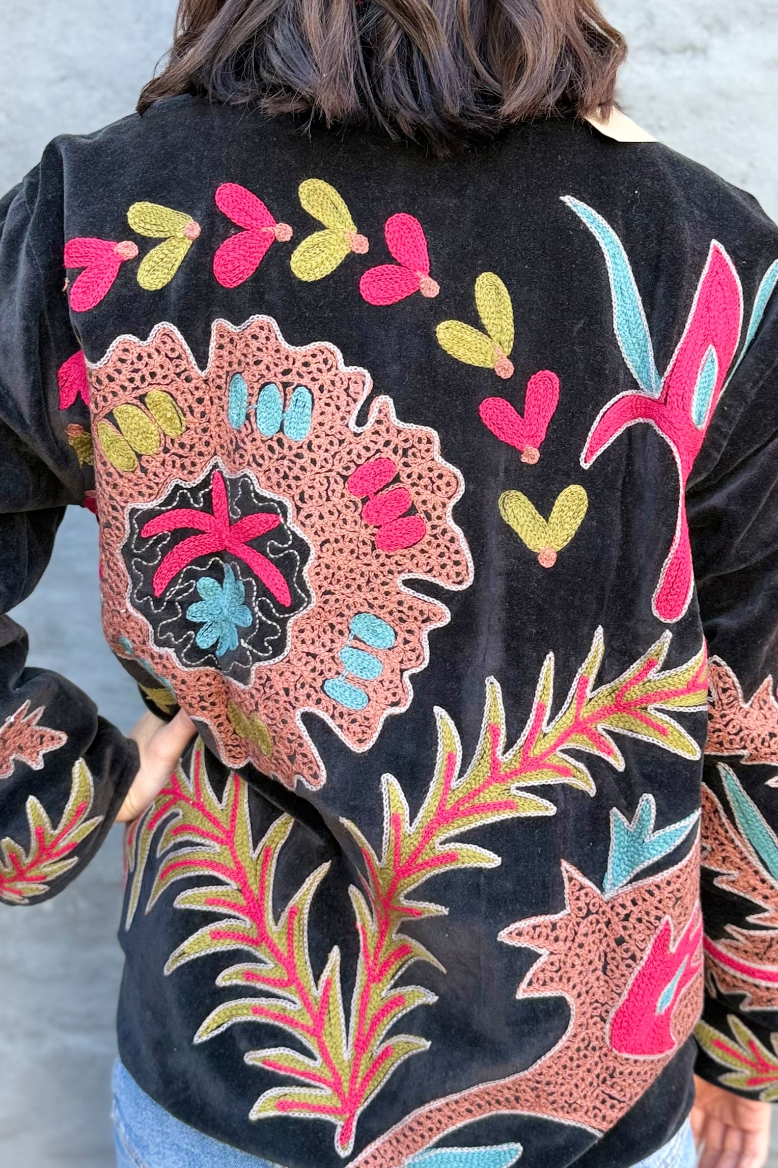 Velvet Suzani Jacket In Black Beauty