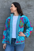 Velvet Suzani Jacket In Aquarius