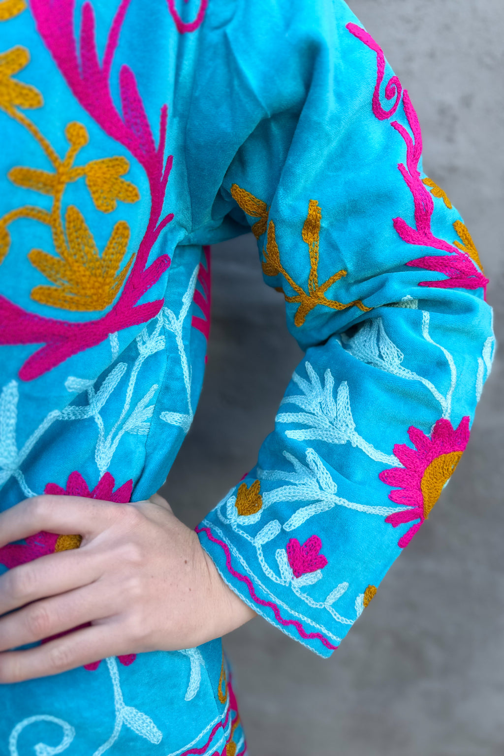 Velvet Suzani Jacket In Aquarius