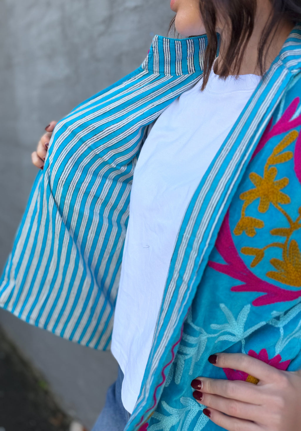 Velvet Suzani Jacket In Aquarius