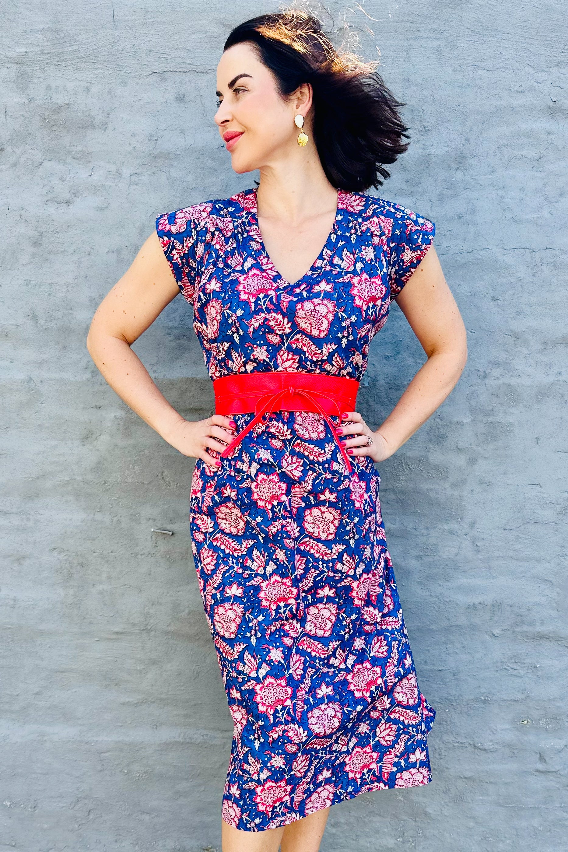 Savita Dress In Sapphire Botanical