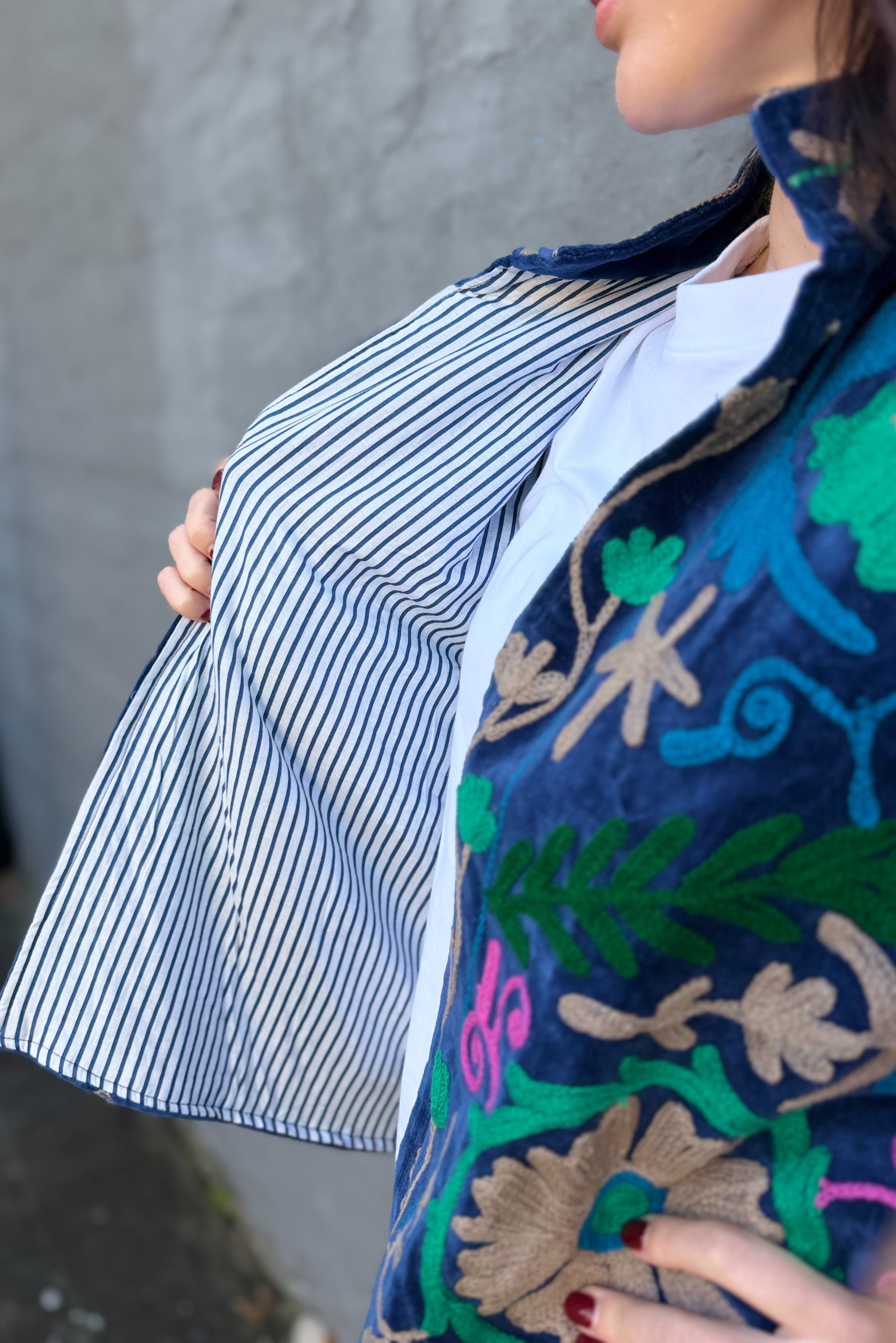 Velvet Suzani Jacket In Deep Cobalt