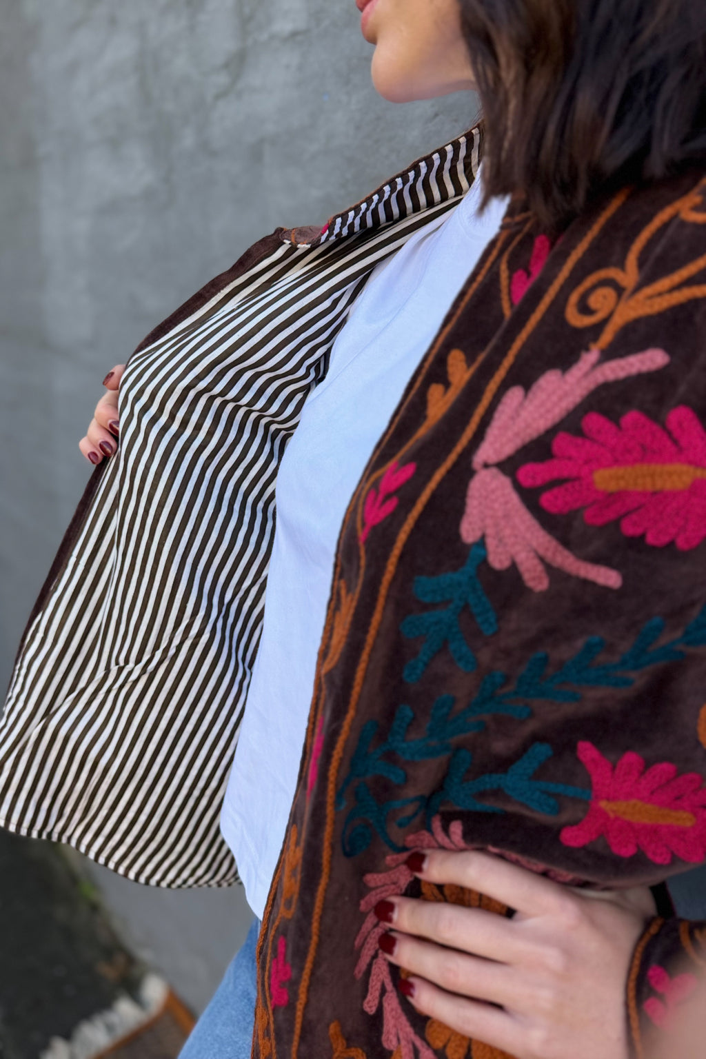 Velvet Suzani Jacket In Cappuccino