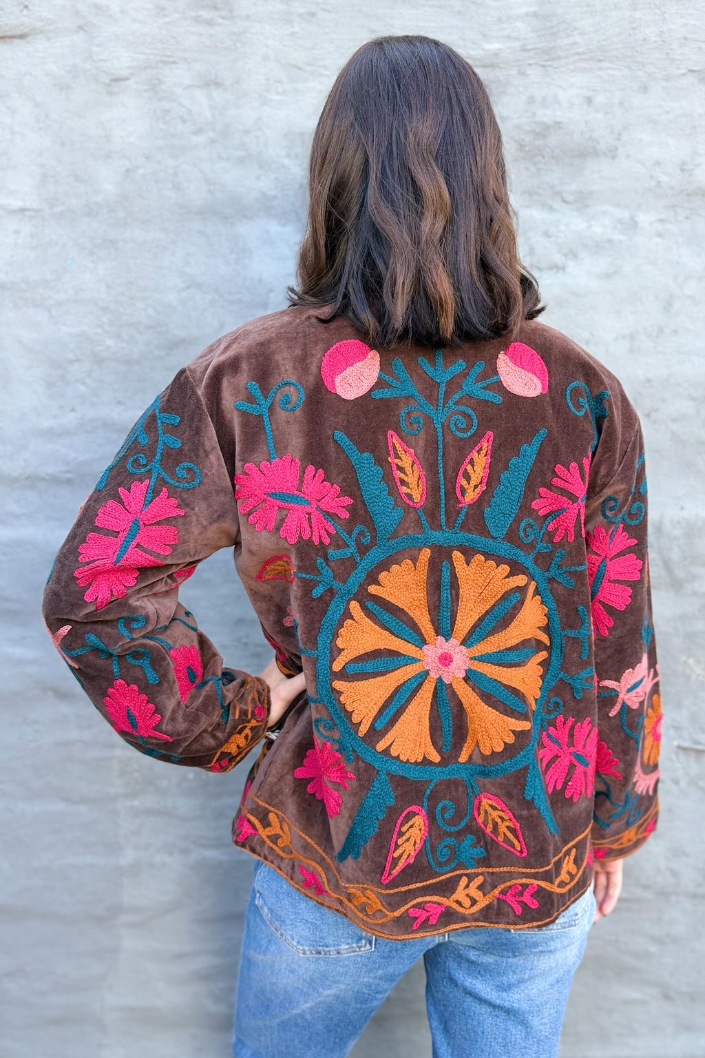 Velvet Suzani Jacket In Cappuccino