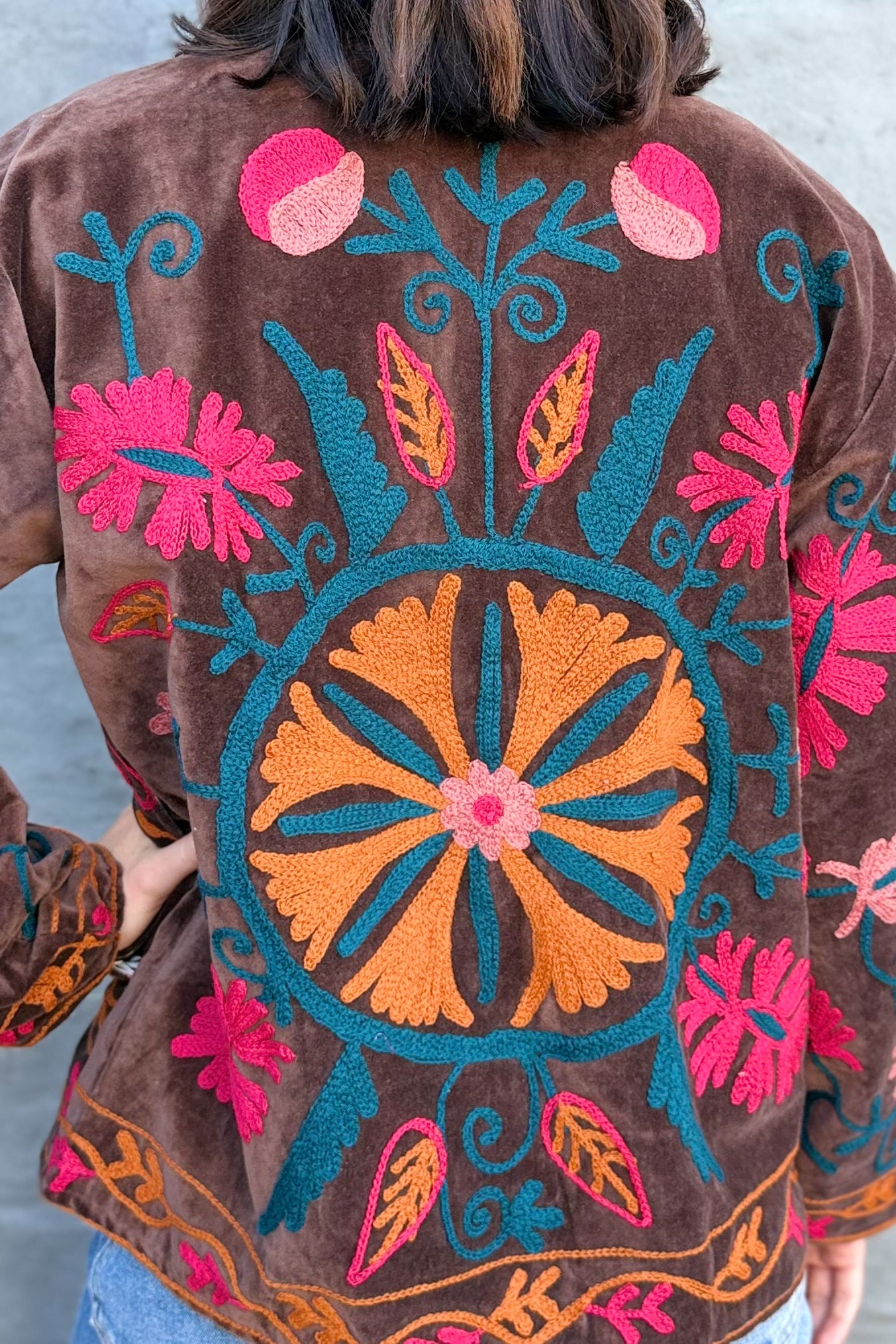 Velvet Suzani Jacket In Cappuccino