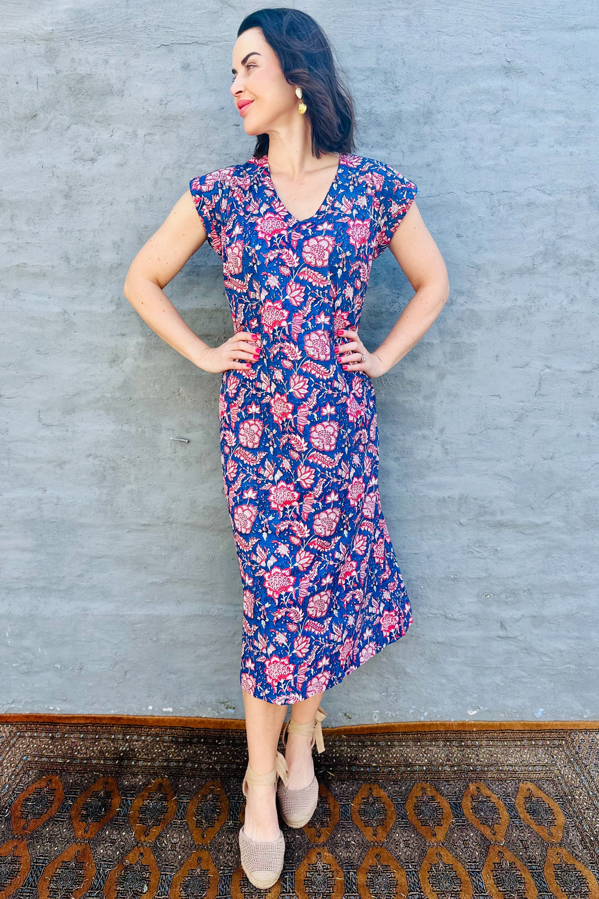 Savita Dress In Sapphire Botanical