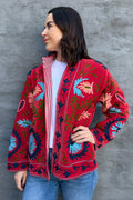 Velvet Suzani Jacket In Chilli Pepper