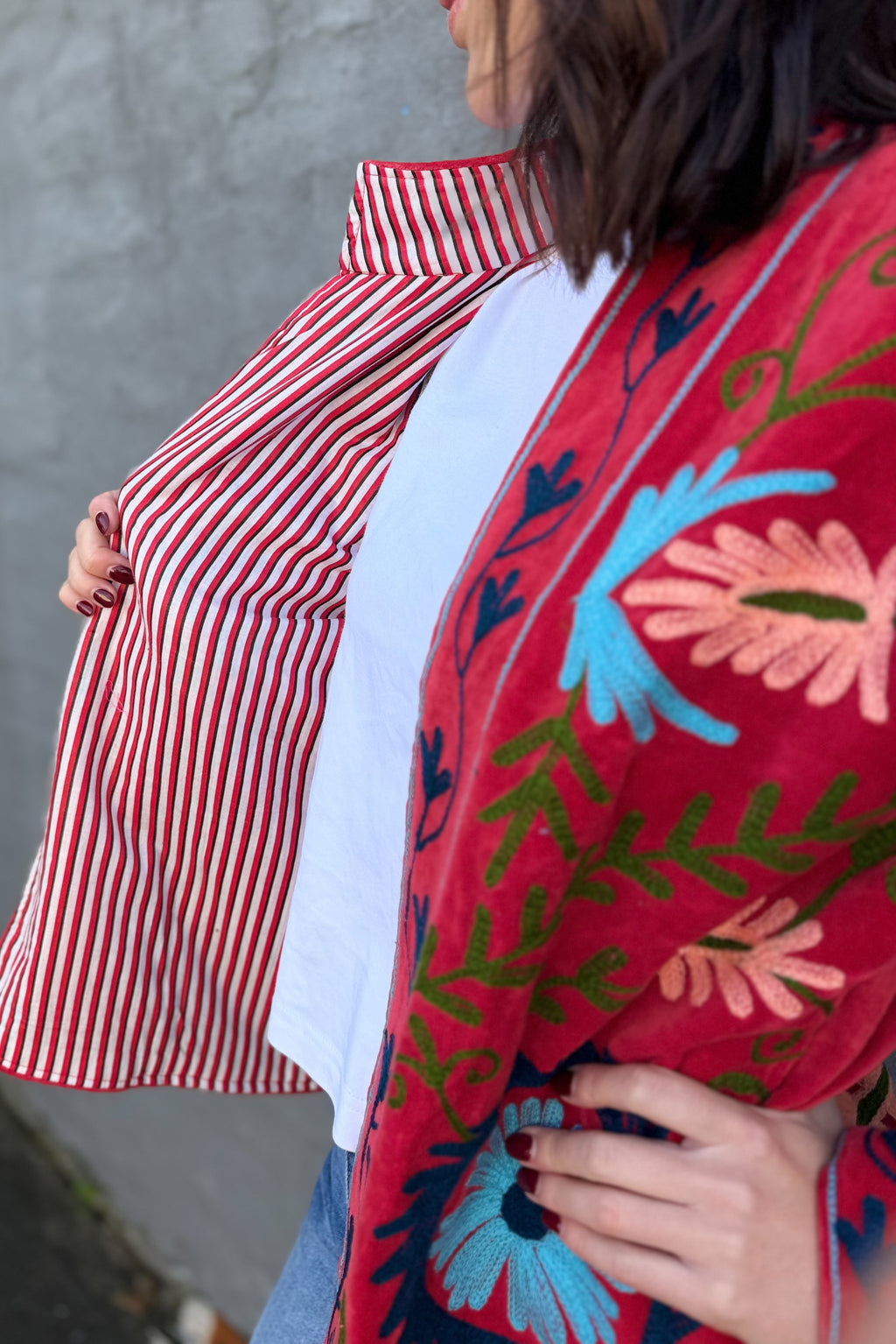Velvet Suzani Jacket In Chilli Pepper
