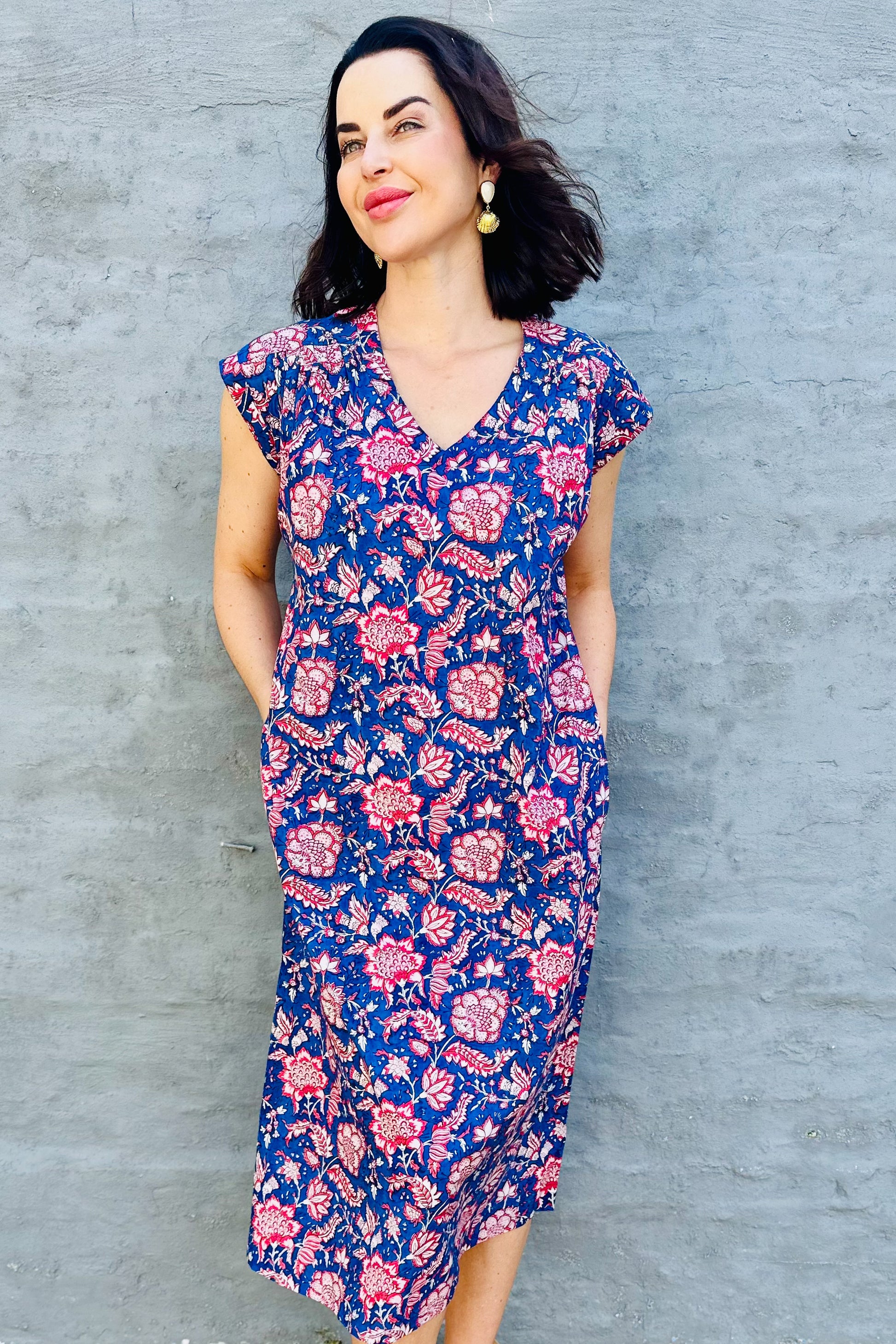 Savita Dress In Sapphire Botanical