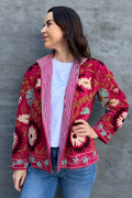 Velvet Suzani Jacket In Raspberry Wine