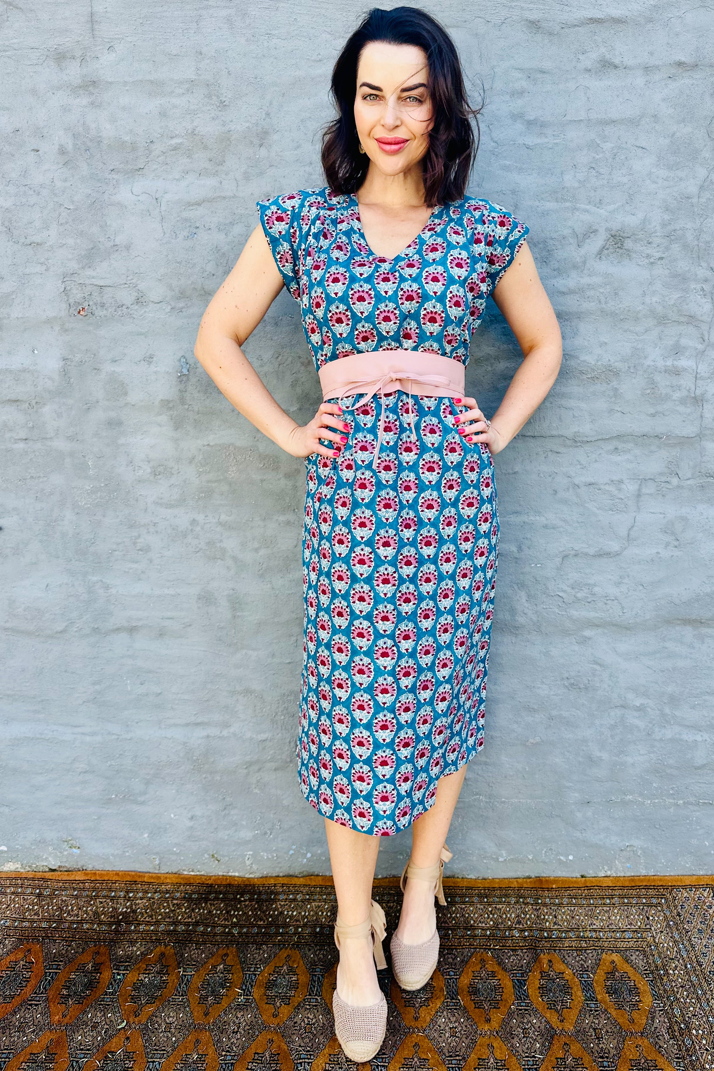 Savita Dress In Teal Bouquet