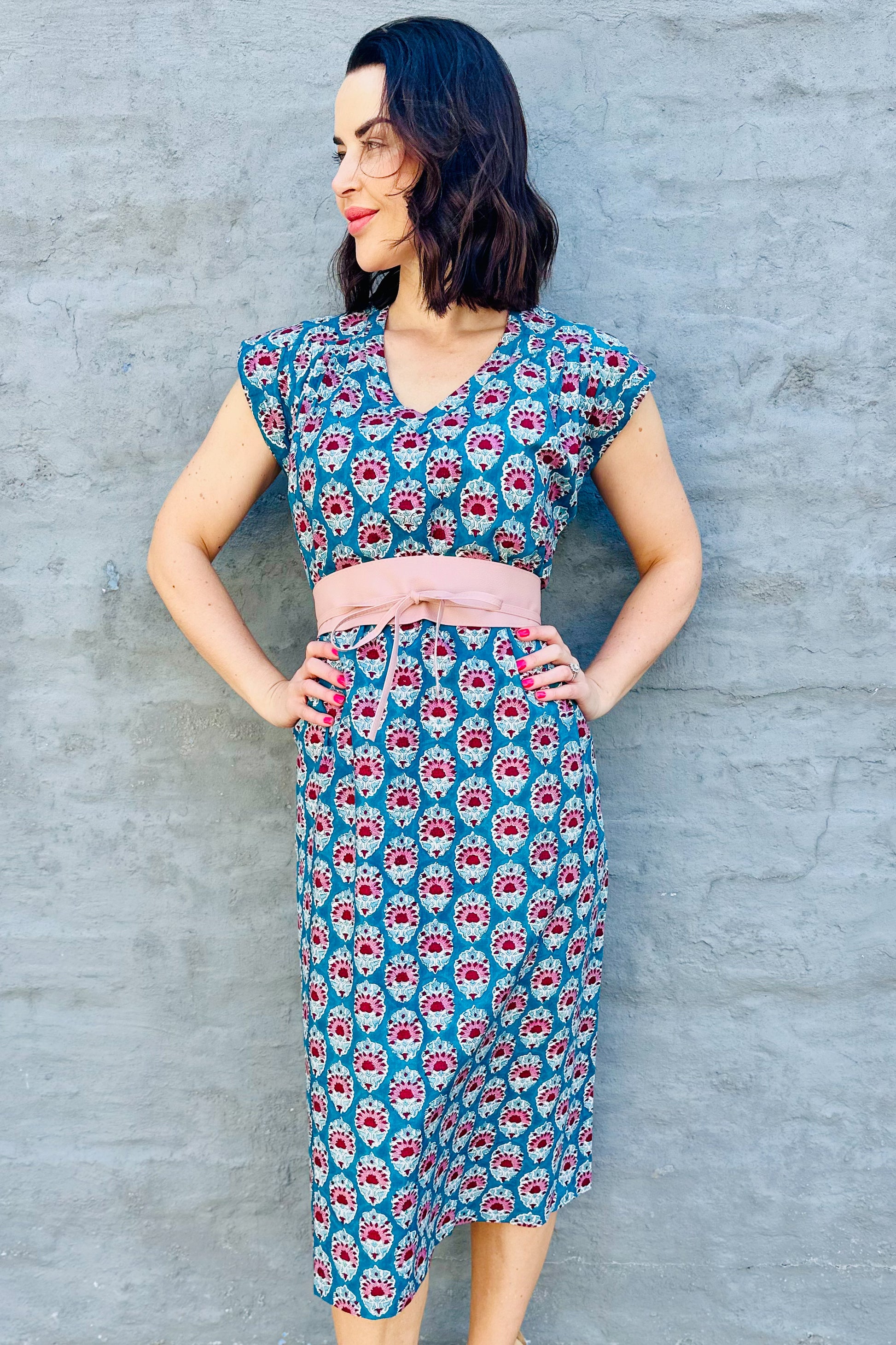 Savita Dress In Teal Bouquet