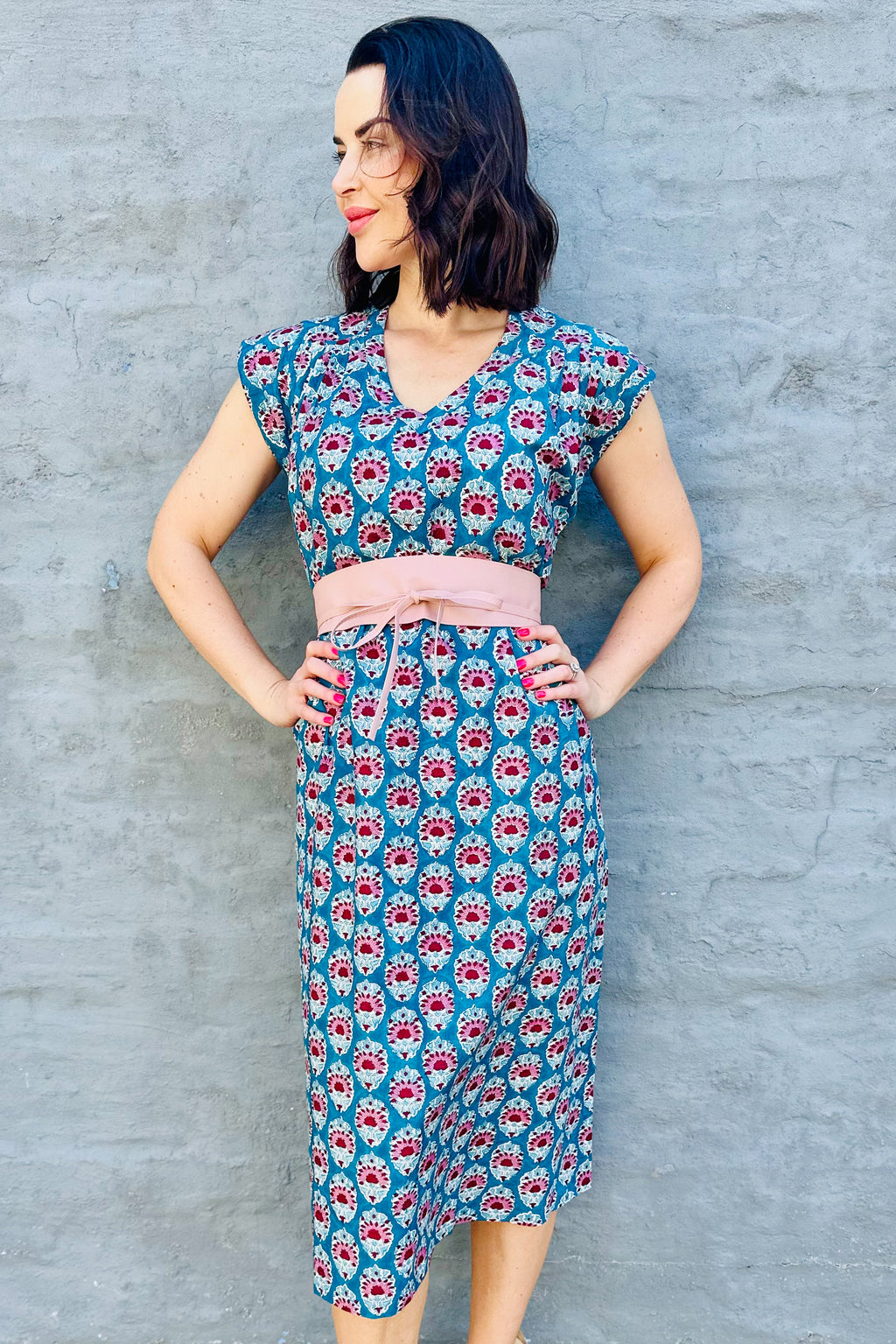 Savita Dress In Teal Bouquet