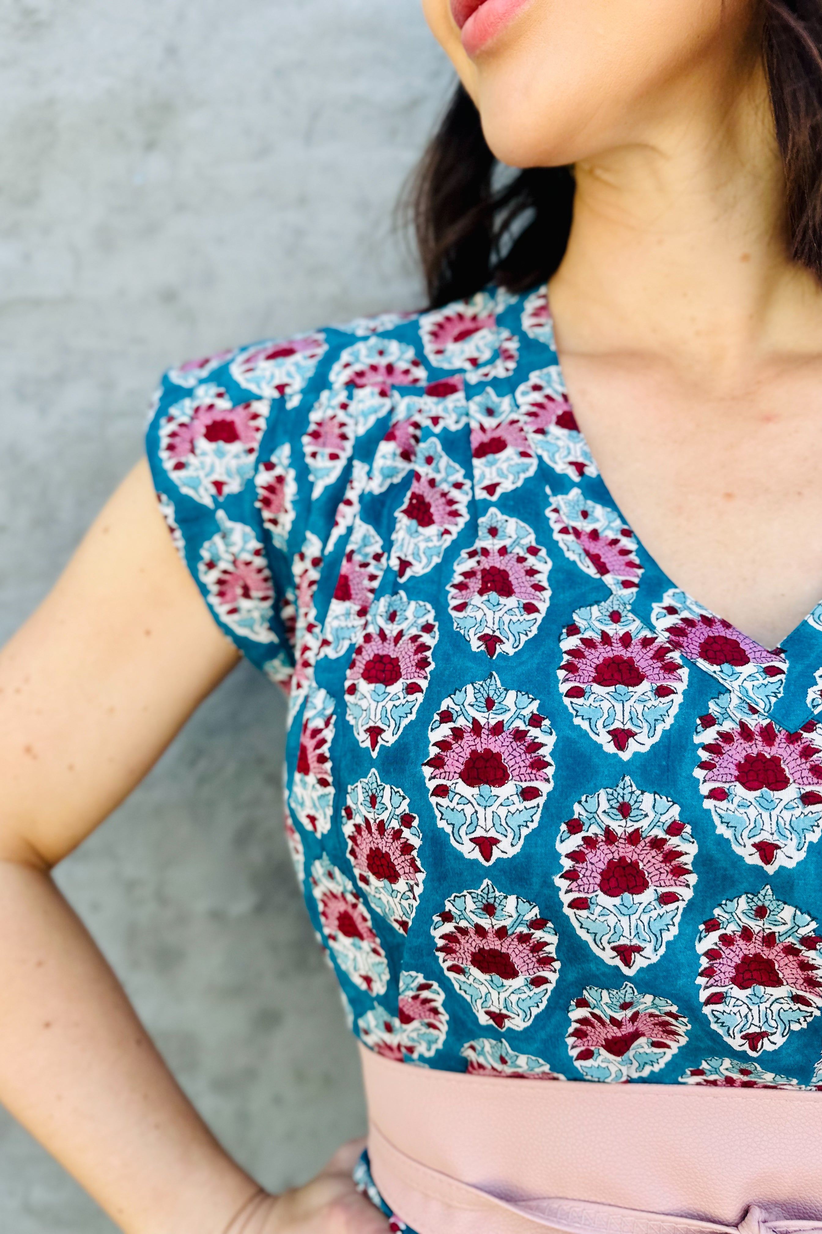 Savita Dress In Teal Bouquet